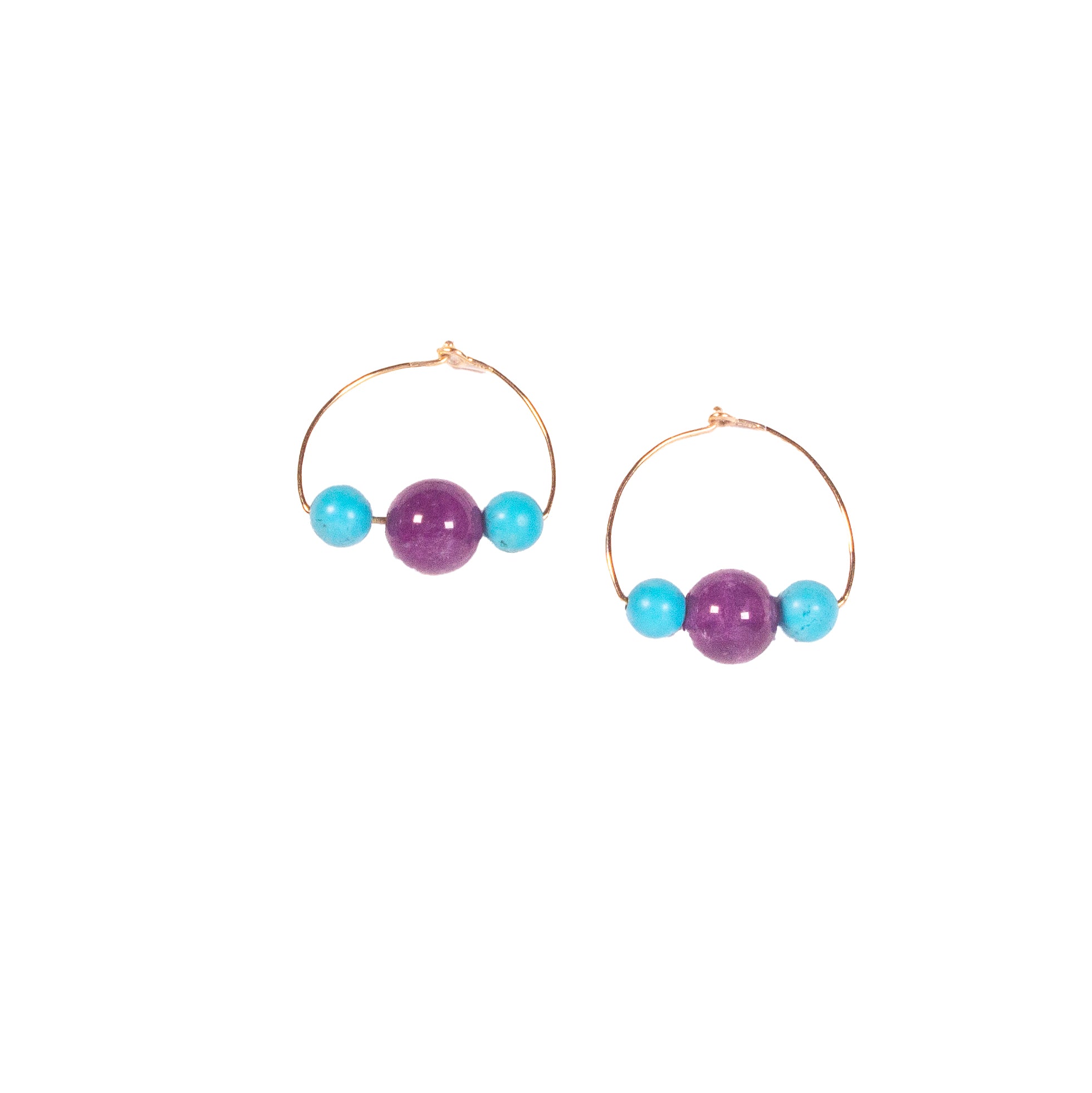 Lapides Arracadas chicas Amatista y Turquesas