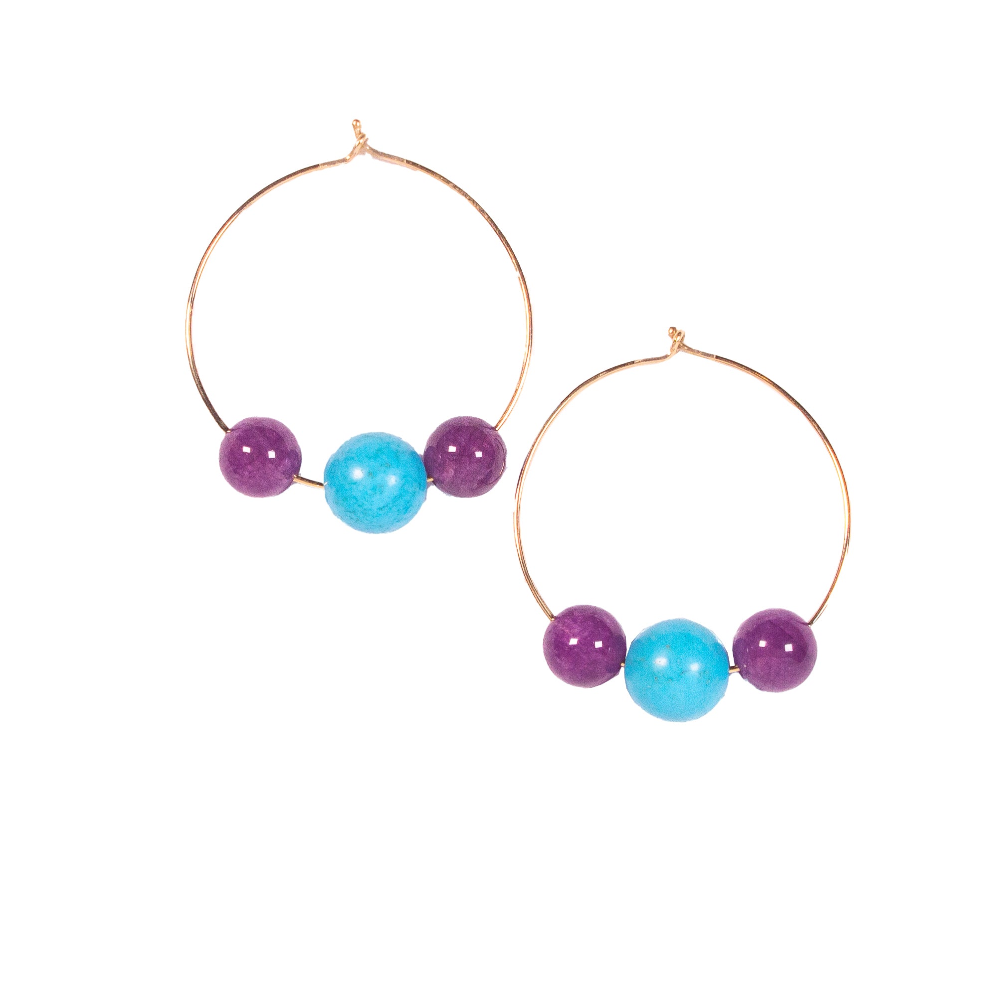 Lapides Arracadas Grandes Amatista y Turquesas