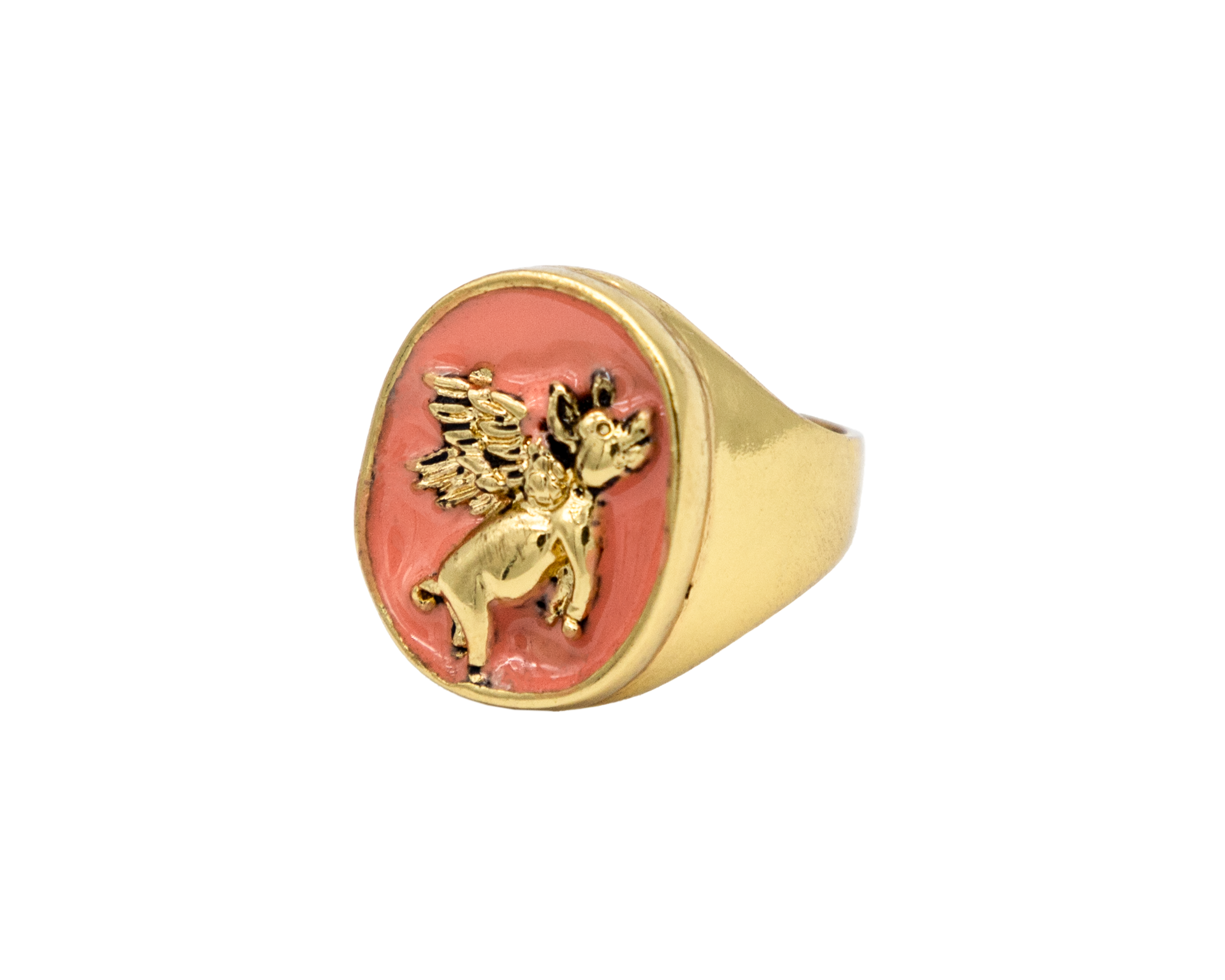 Anillo Cerdito Alas Coral