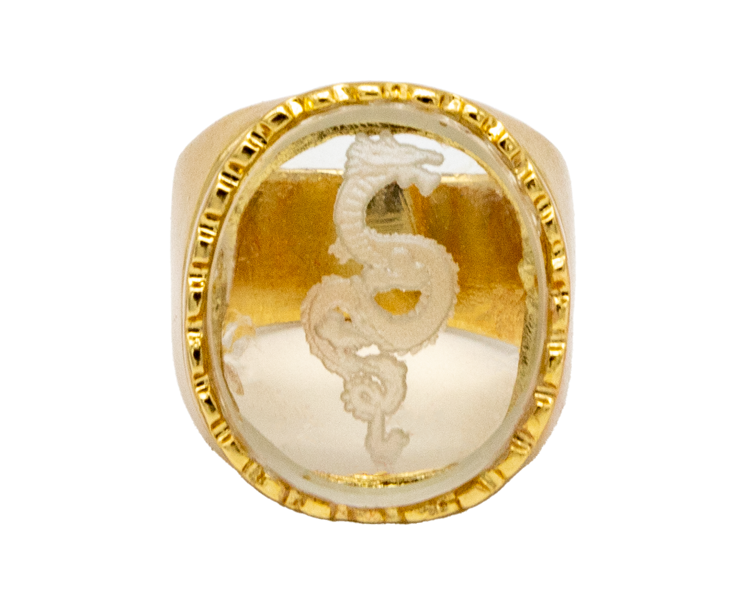 Intaglio Ring Snake Dragon Crystal