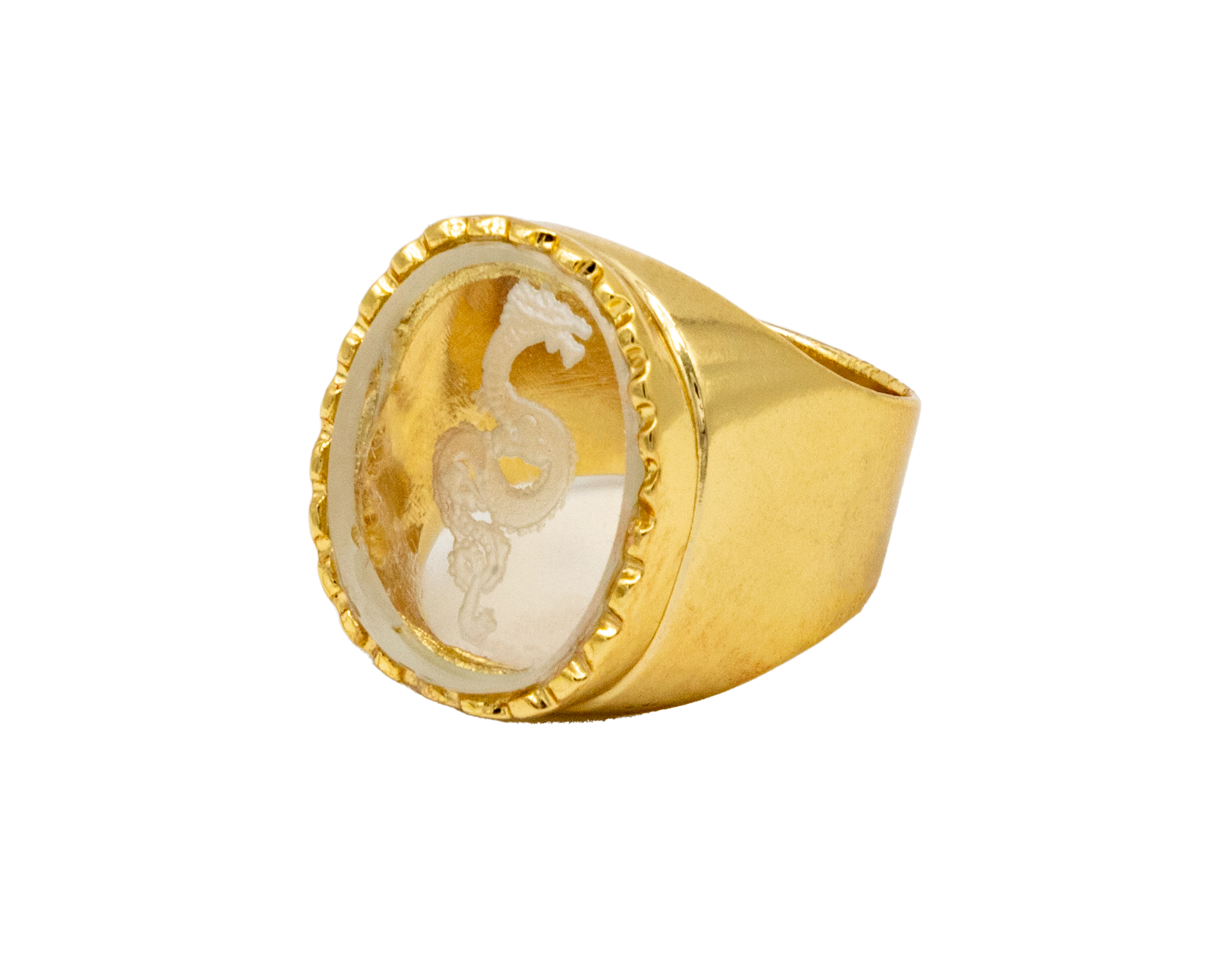 Intaglio Ring Snake Dragon Crystal