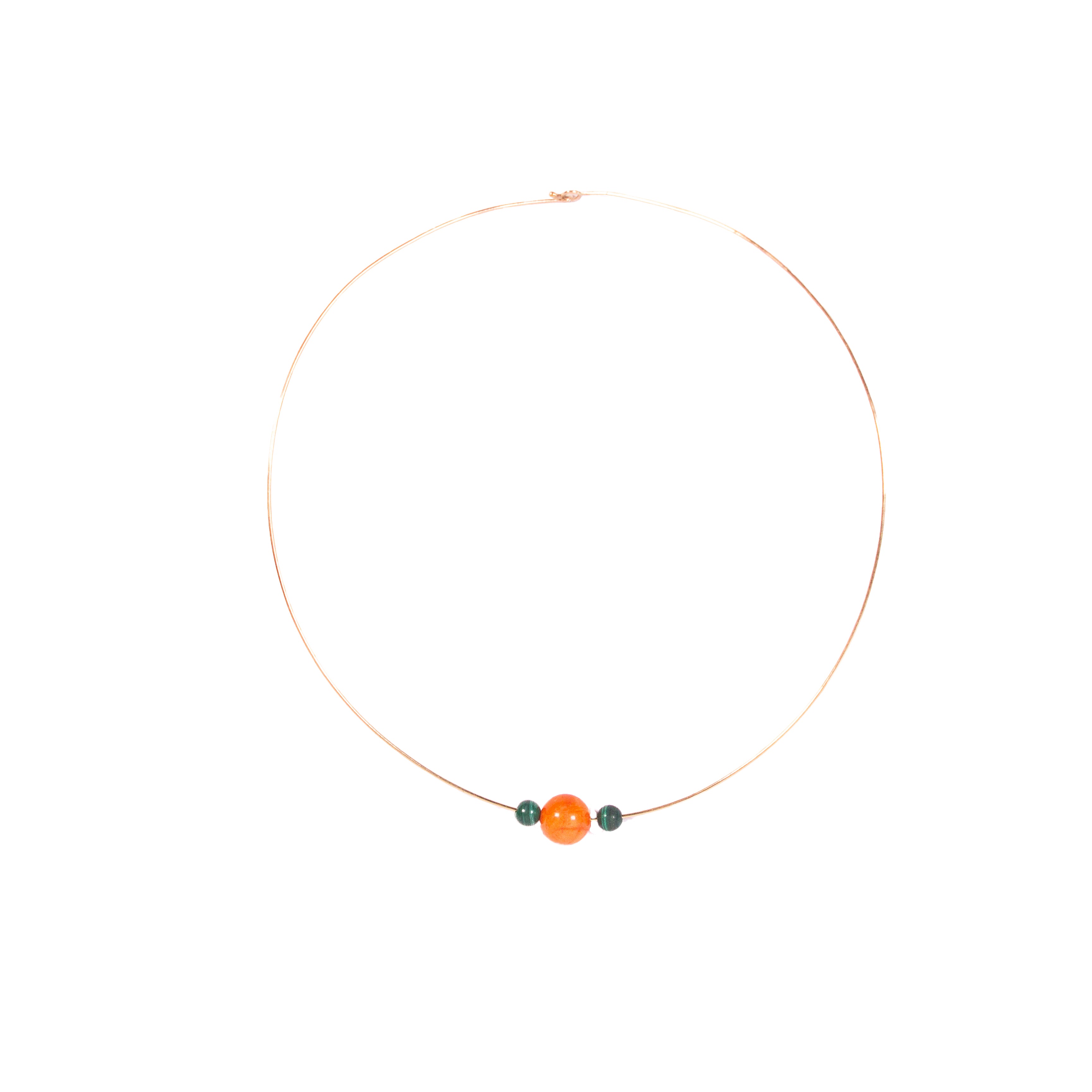 Lapides Gargantilla Coral y Malaquitas