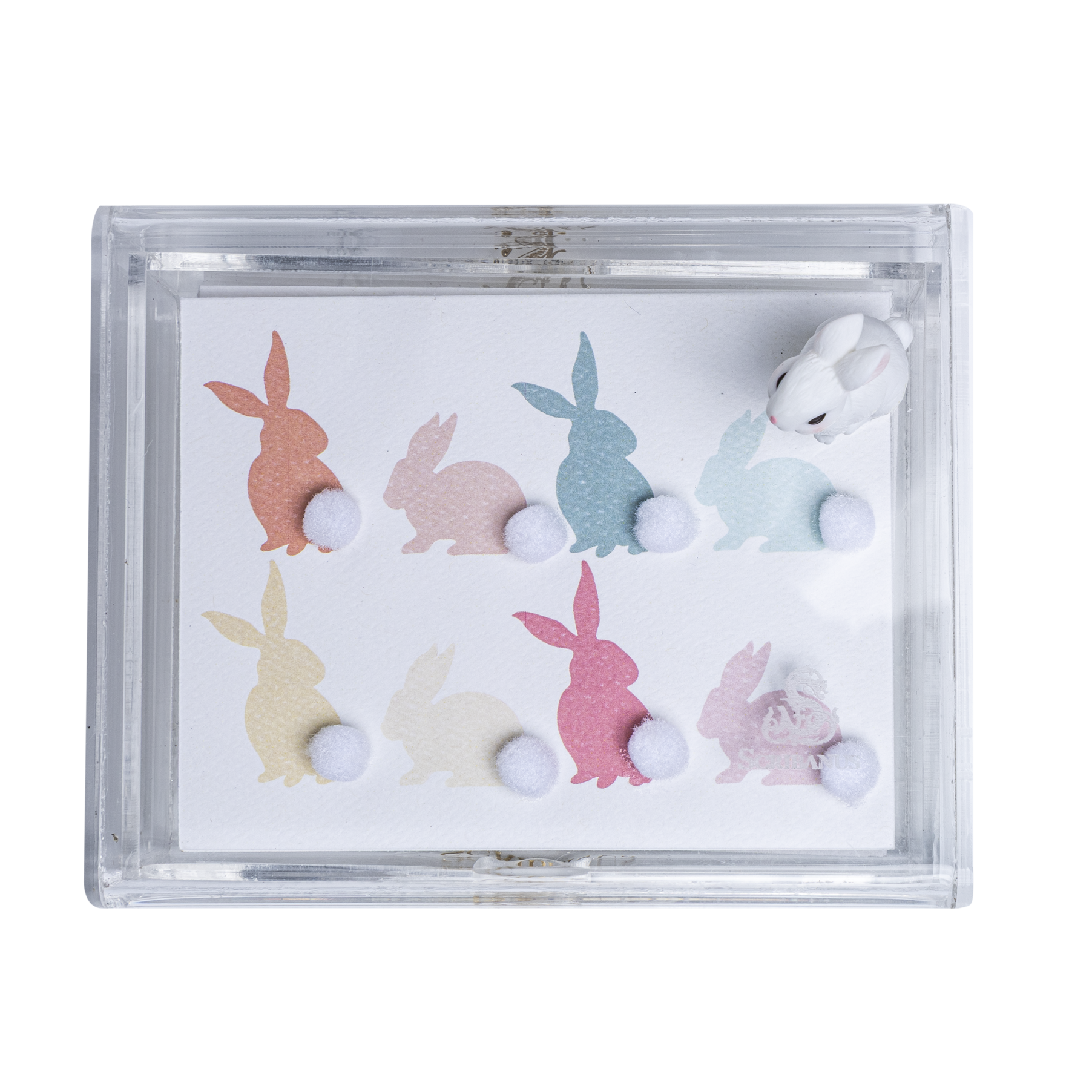 Caja acrílico tarjetas Conejos colitas blancas | CT: Cajas de Acrílico | Scribanus