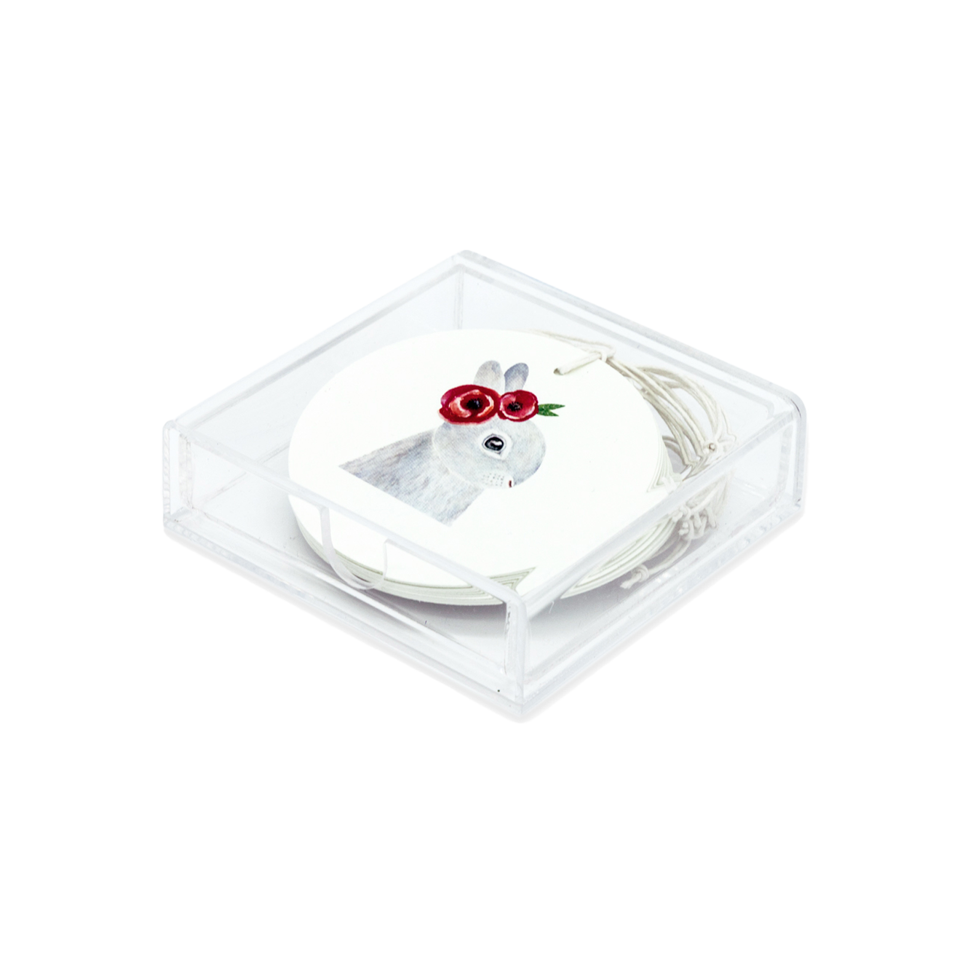 Caja Acrílico Medallones Conejo Flor