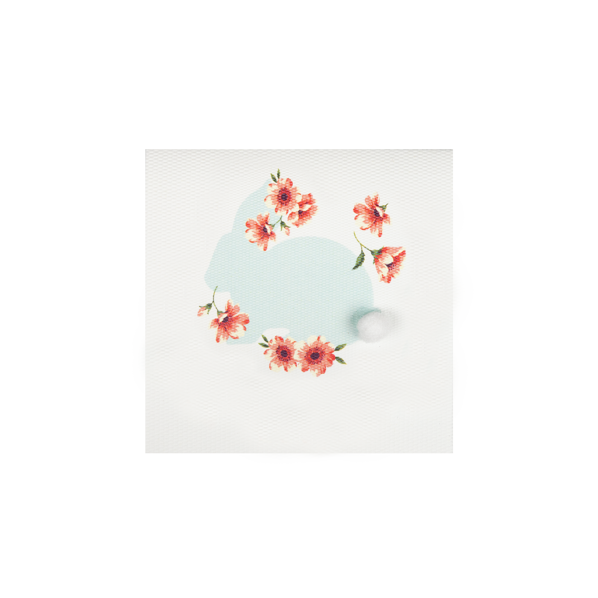 Tarjeta Conejo Silueta Azul Flores Mini Doble
