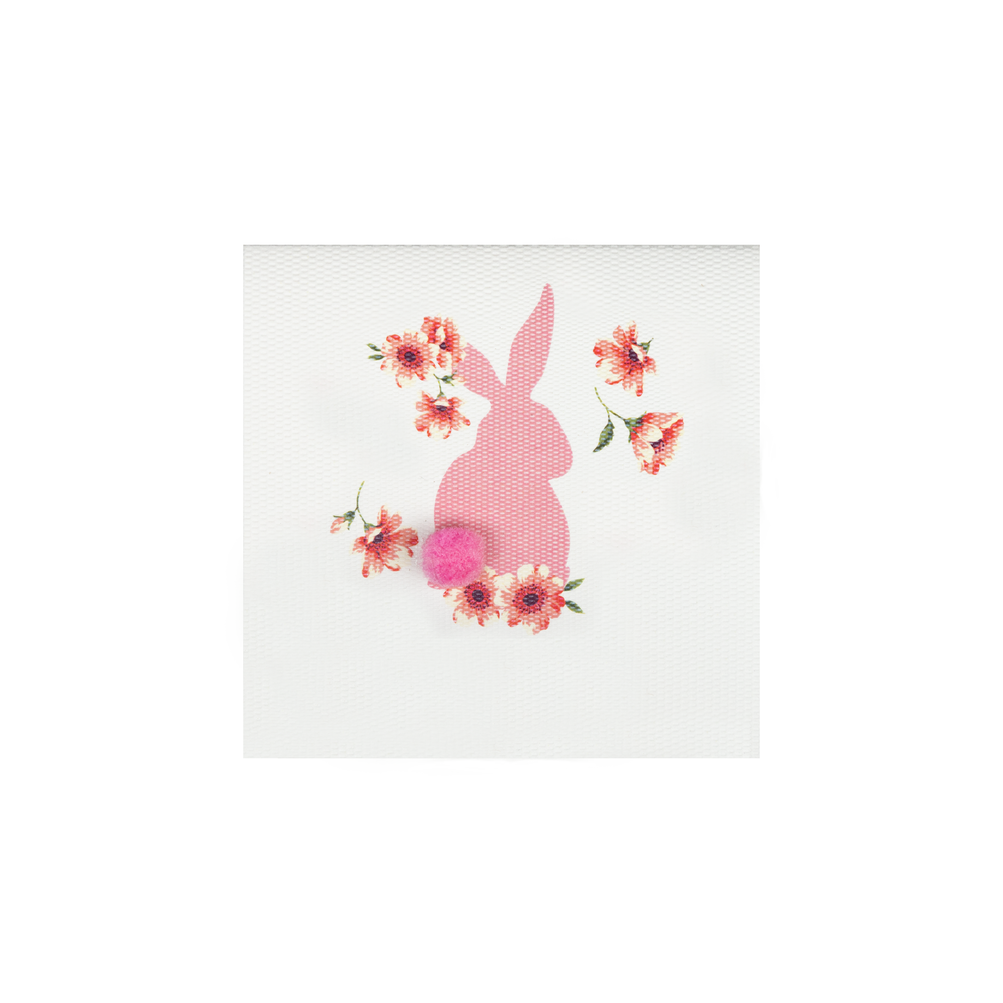 Card Rabbit Tail Pink Flowers Mini Double