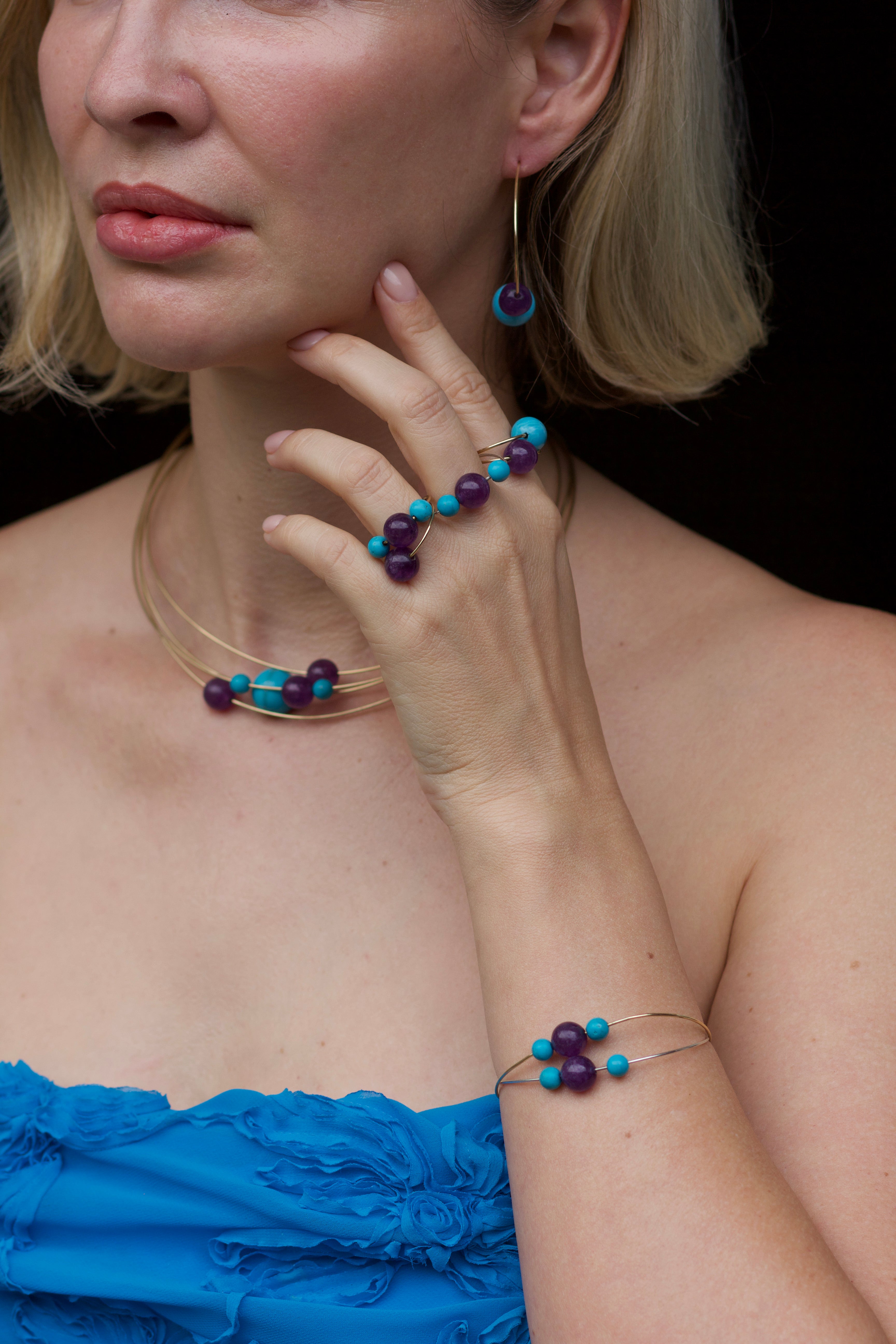 Lapides Amethyst and Turquoise Choker