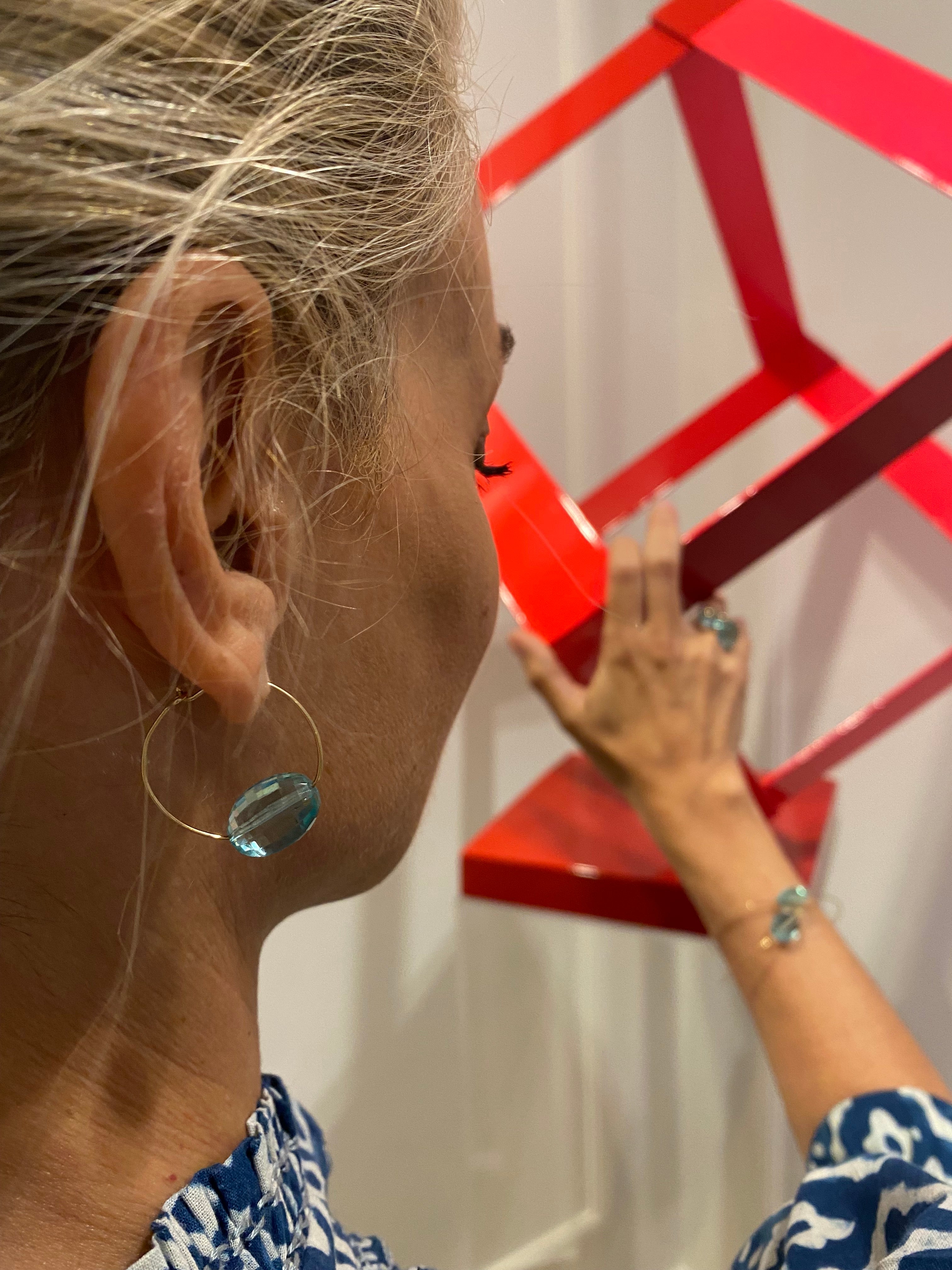 Crystallis Arracadas Chicas Cristal Agua Marina