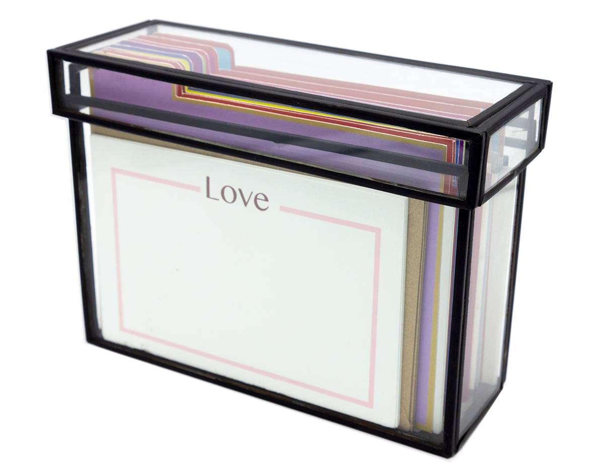 Caja Vidrio Love Box Tarjetas y Sobres