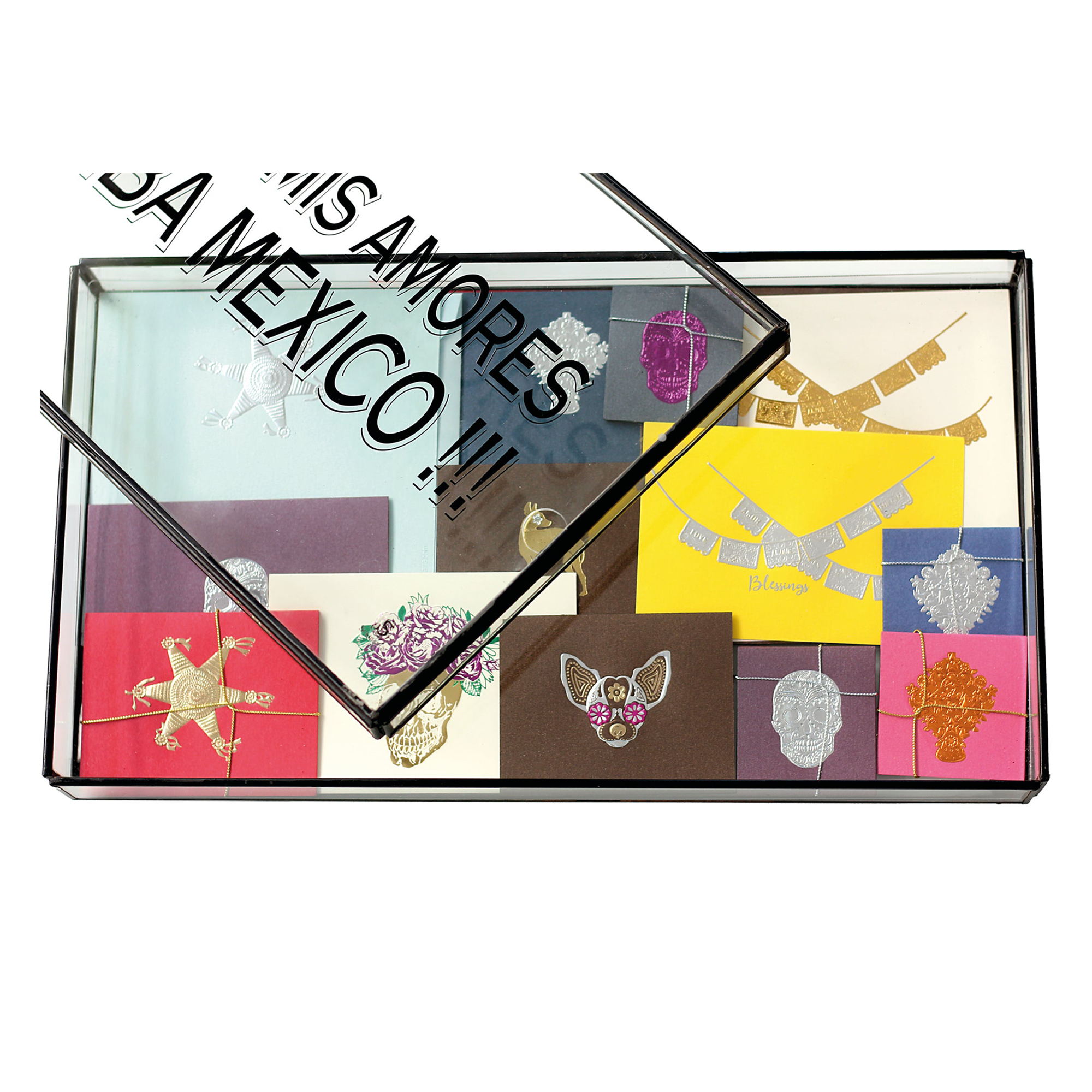 Caja Vidrio Premium México de Mis Amores Tarjetas y Sobres
