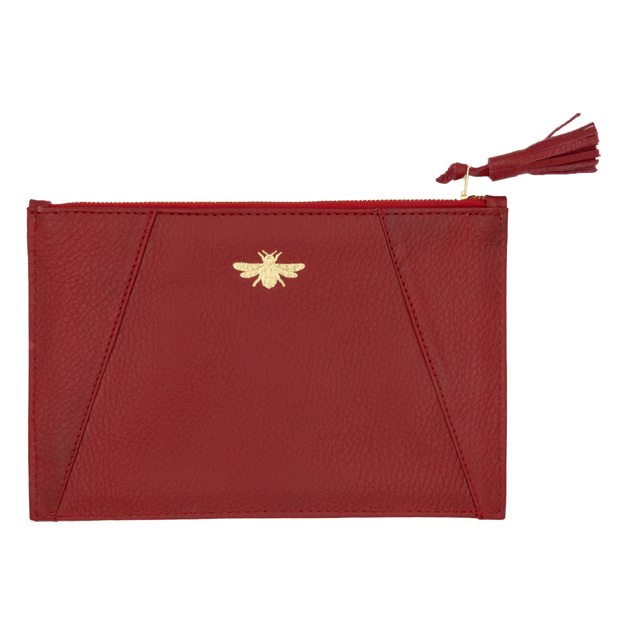 Document holder with engraved red bee closure