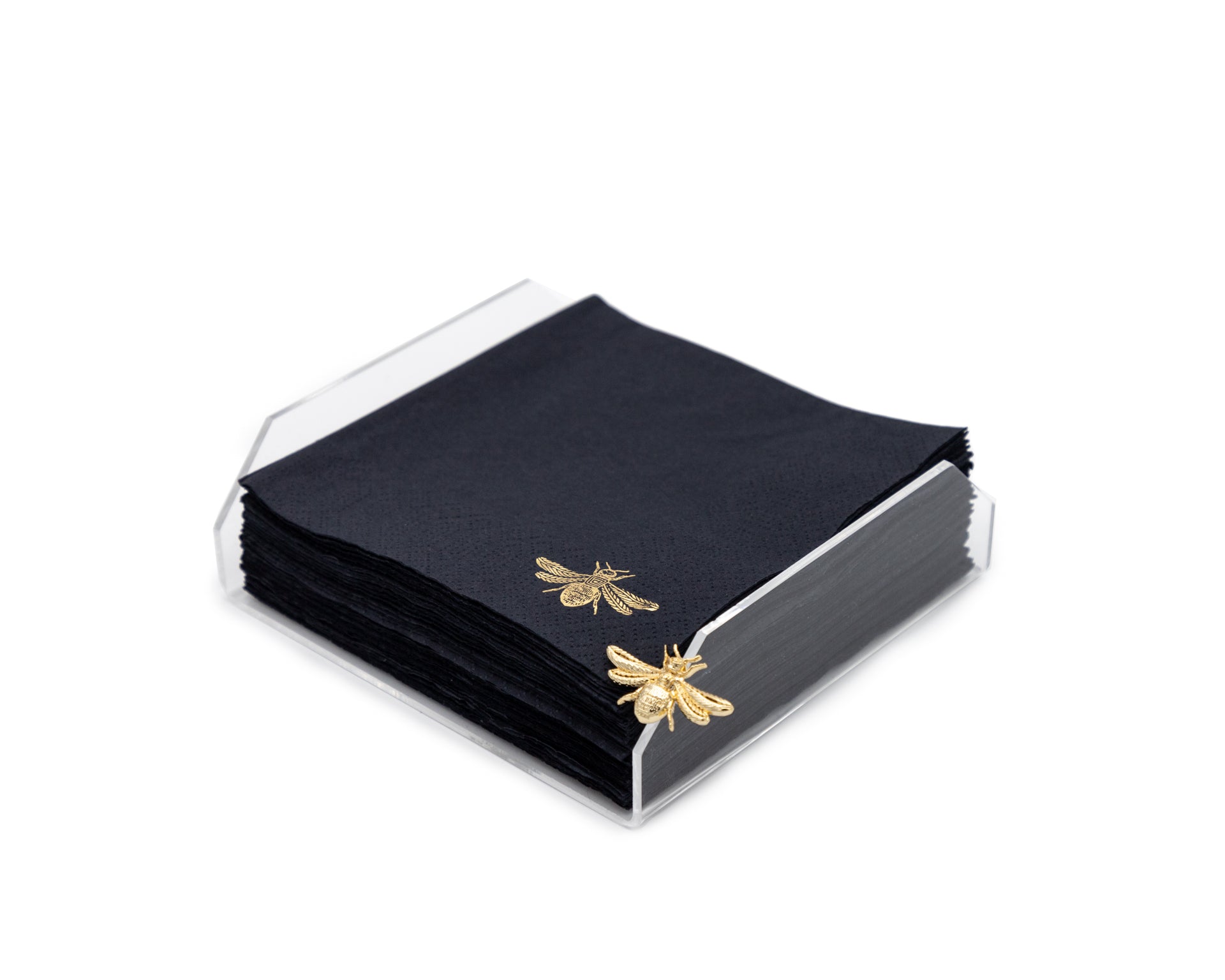 Black Cocktail Bee Napkin Tray