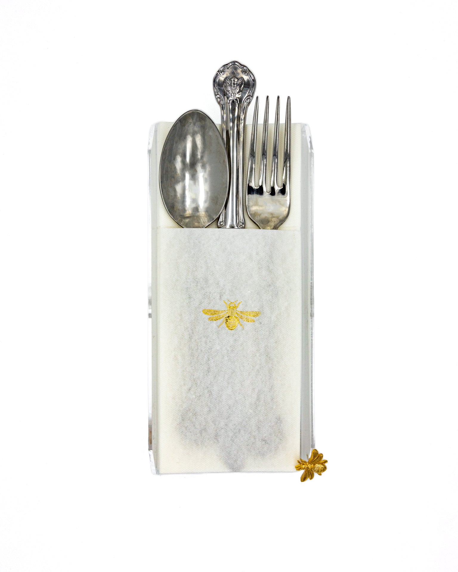 Tray Napkins Cutlery White Bee