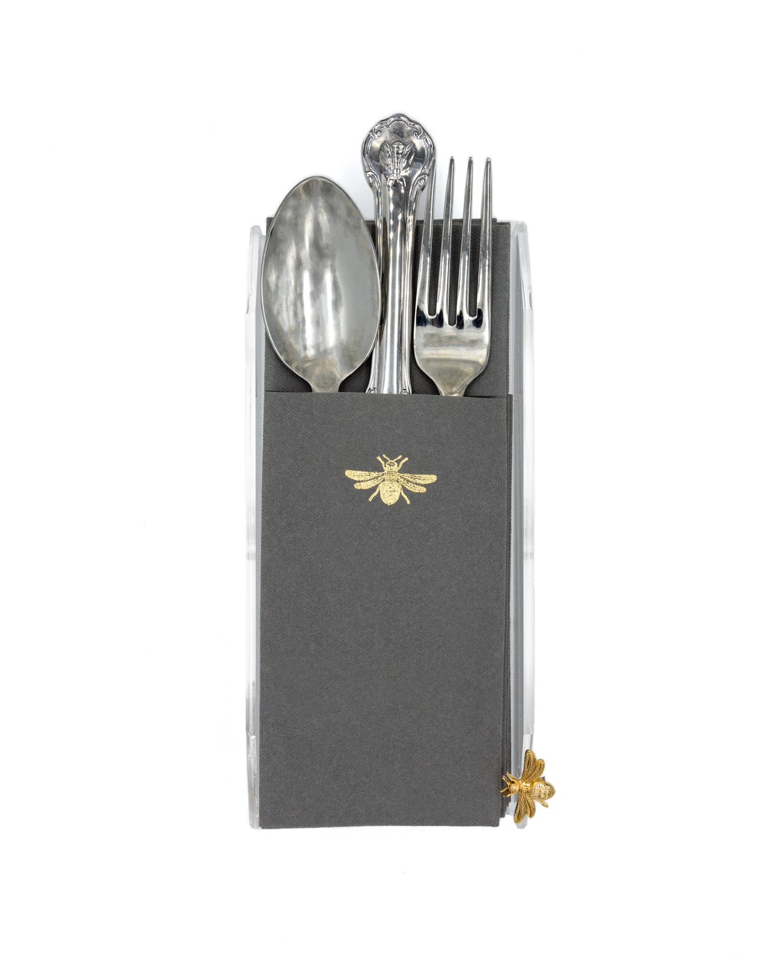 Charola Servilletas cubiertos Abeja Gris