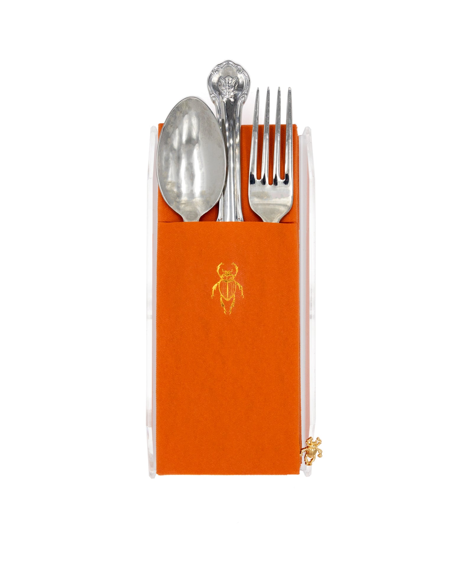 Charola Servilletas cubiertos Escarabajo Naranjas