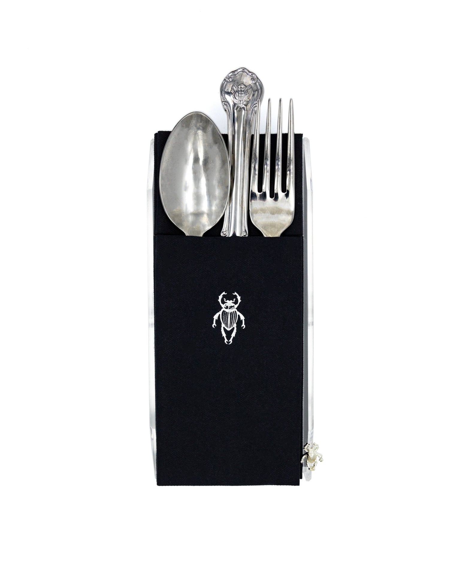 Tray Napkins Cutlery Black Beetle