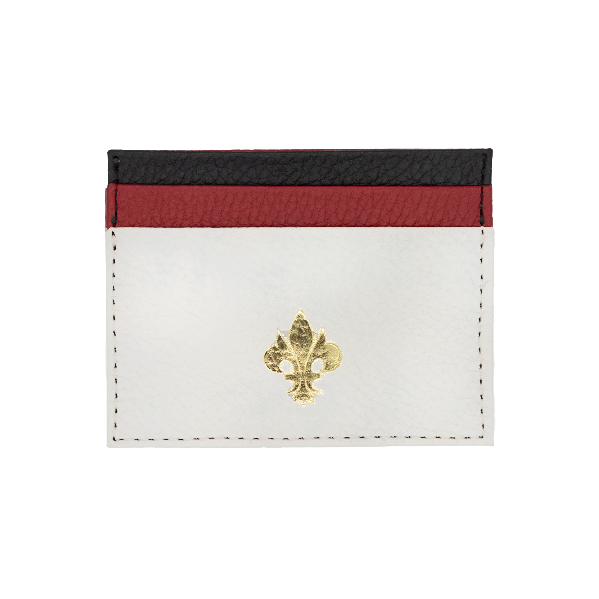 Tarjetero Grabado Flor de Lis Tricolor Hueso /Rojo /Negro | A: Tarjetero | Scribanus