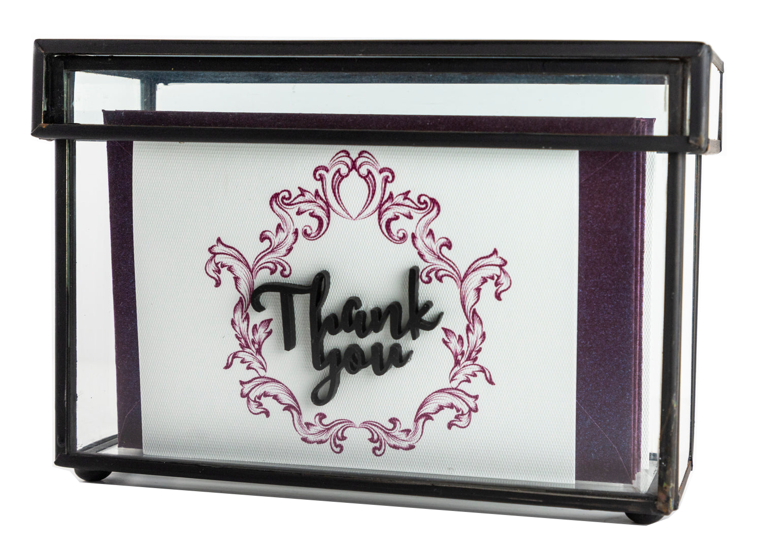 Caja Vidrio Tarjetas Thank You Corona Relieve