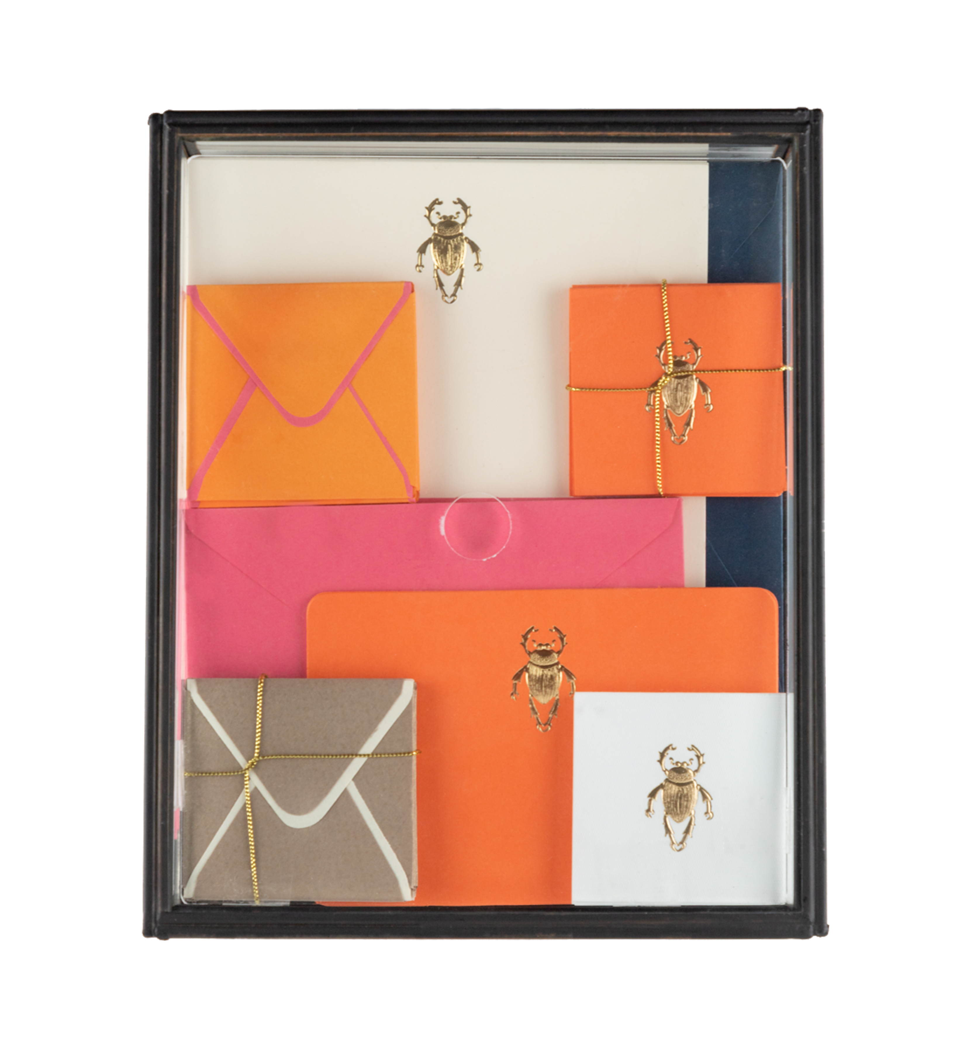 Caja Vidrio Mediana Escarabajo Tarjetas y Sobres