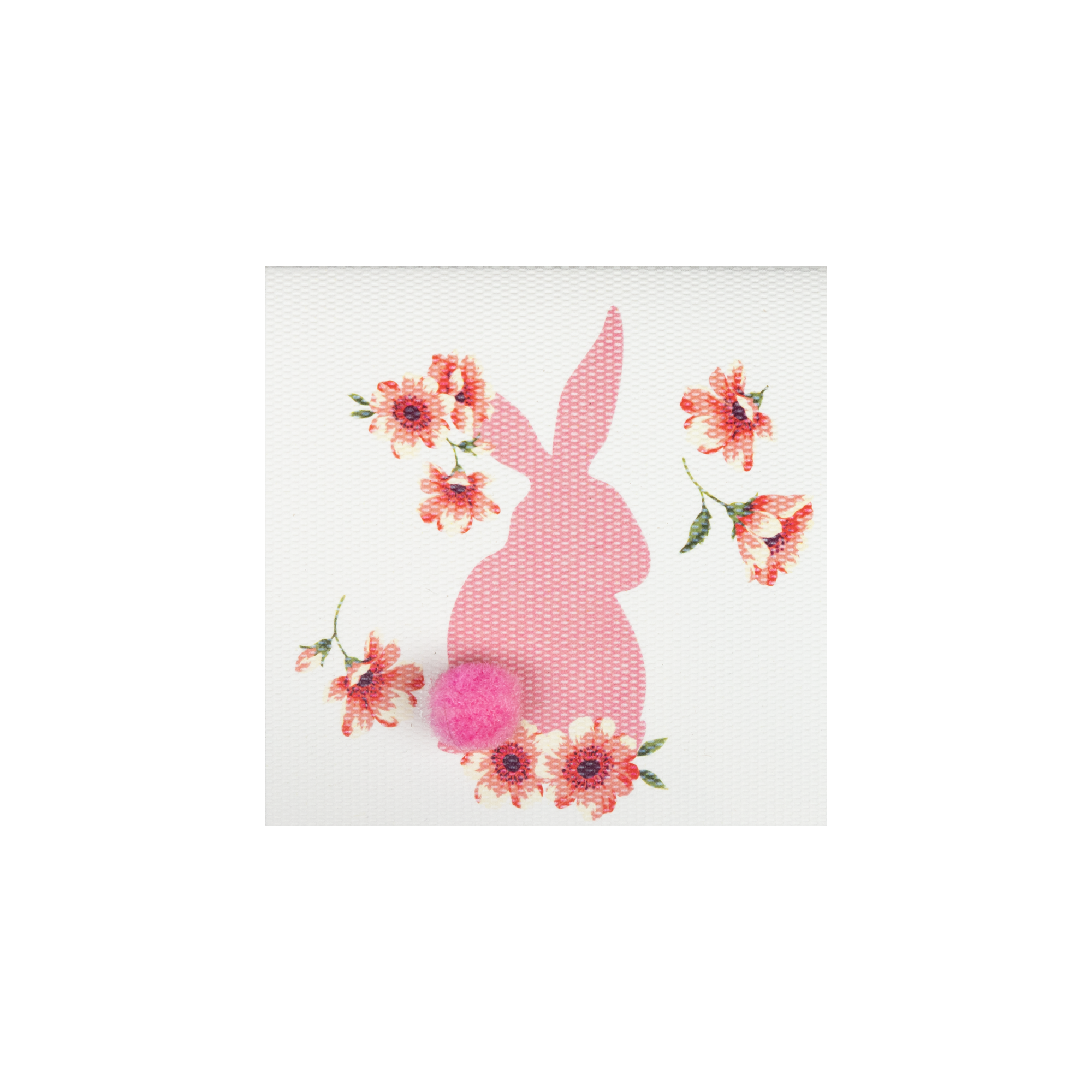 Card Rabbit Tail Pink Flowers Mini Double