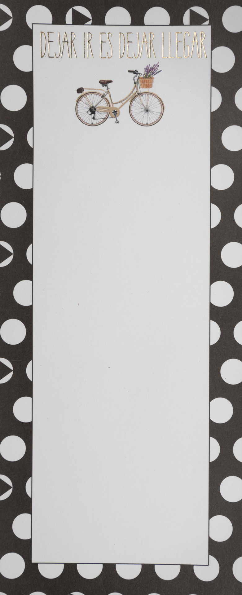 Producto Ready to wear/Listo para llevar - Block (23 x 9.5 cm) Modelo BICICLETAPKD en Impresión Offset y Grabado Hot Stamping. Grabado, engomado y refinado artesanalmente a mano. En papeles de alta calidad lisos o texturizados. Hecho a mano en México Block con 50 hojas.