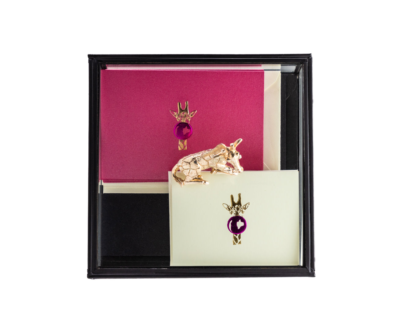 Caja Vidrio Adorno Jirafa Tarjetas y Sobres