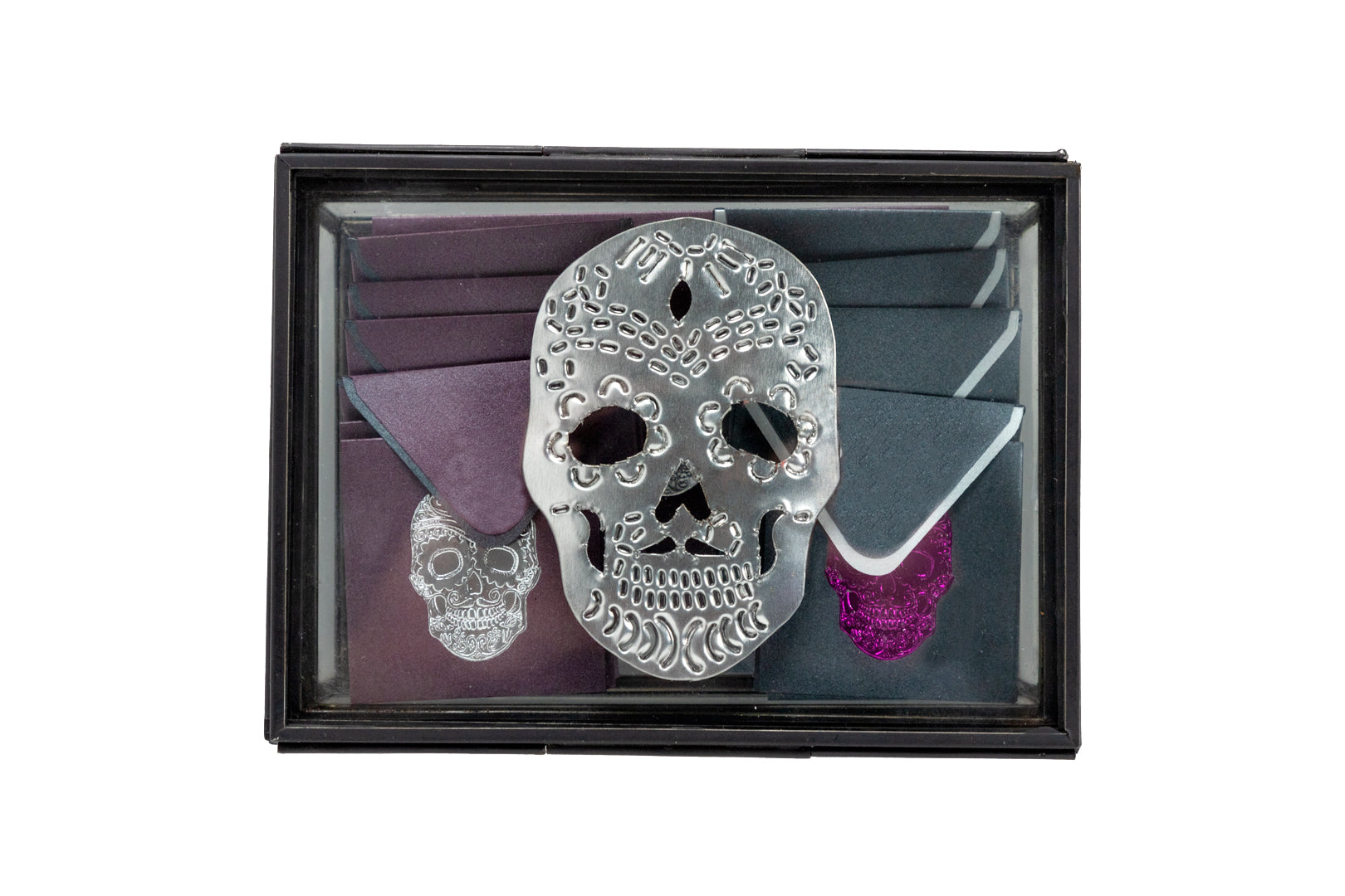 Caja Vidrio Chica Adorno Catrín Tarjetas y Sobres