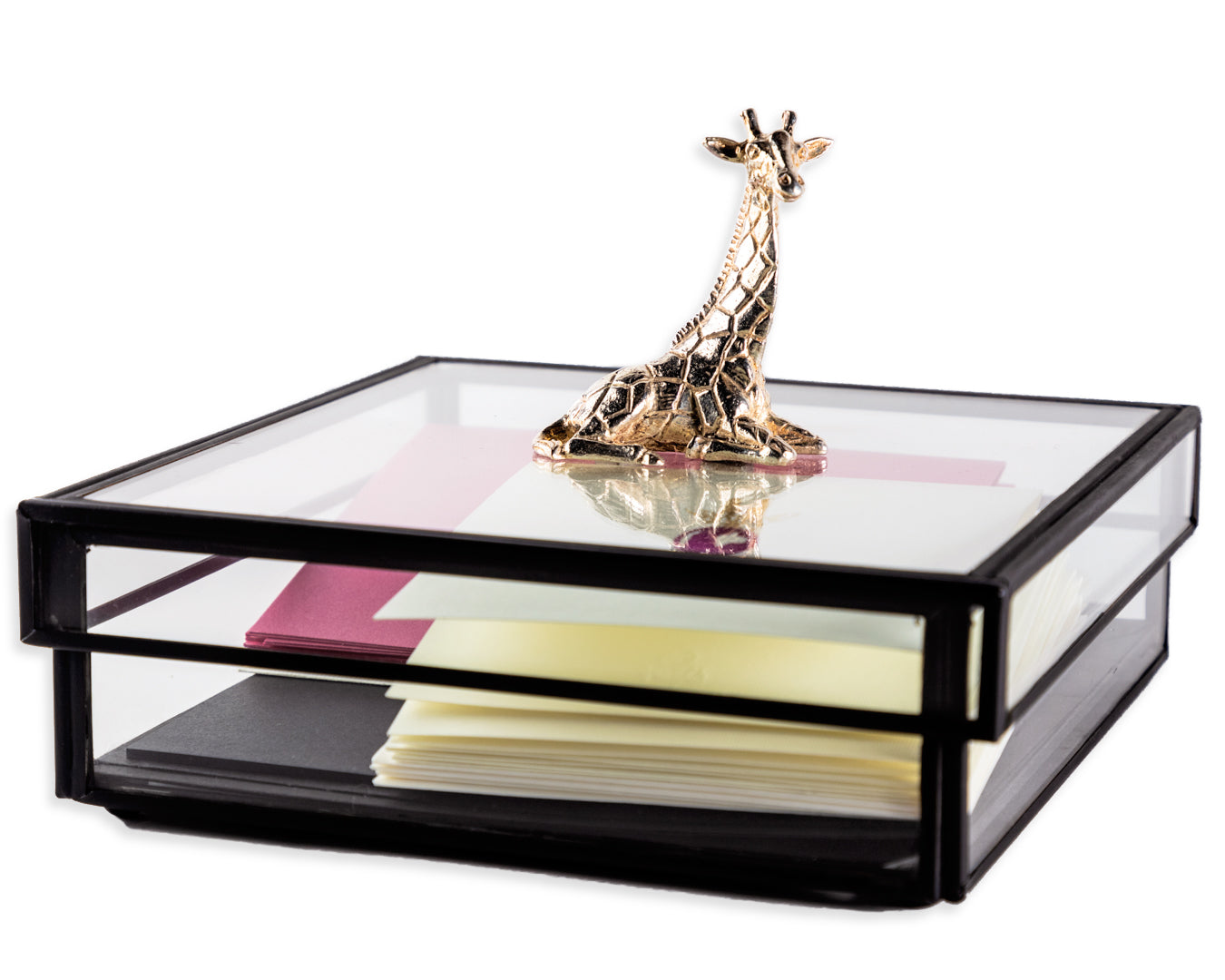 Caja Vidrio Adorno Jirafa Tarjetas y Sobres