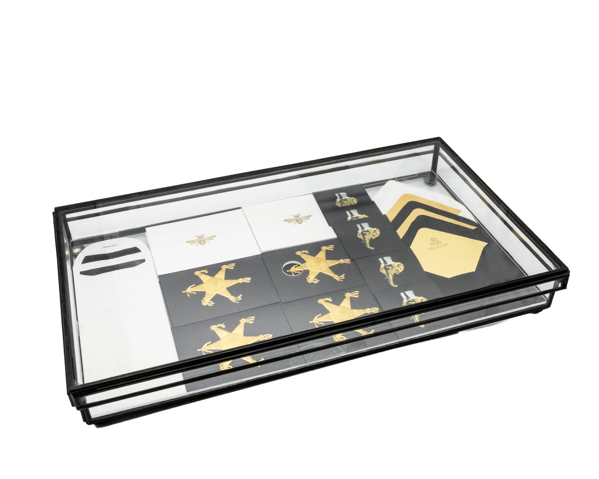 Caja Vidrio Premium Abeja, Piñata, Elefante Tarjetas y Sobres