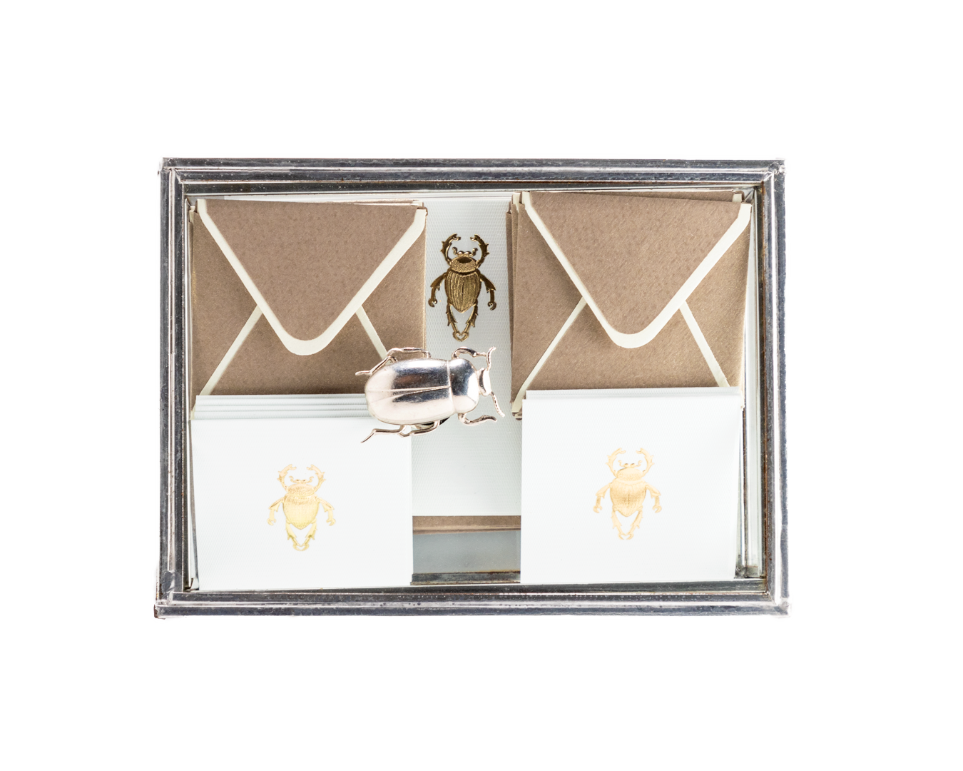 Caja Vidrio Chica Adorno Escarabajo Tarjetas y Sobres
