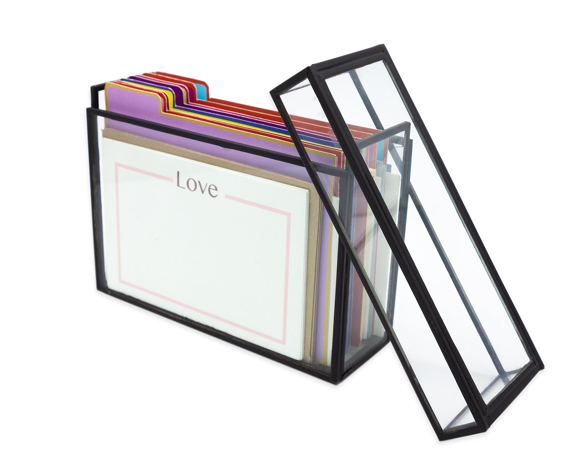 Caja Vidrio Love Box Tarjetas y Sobres