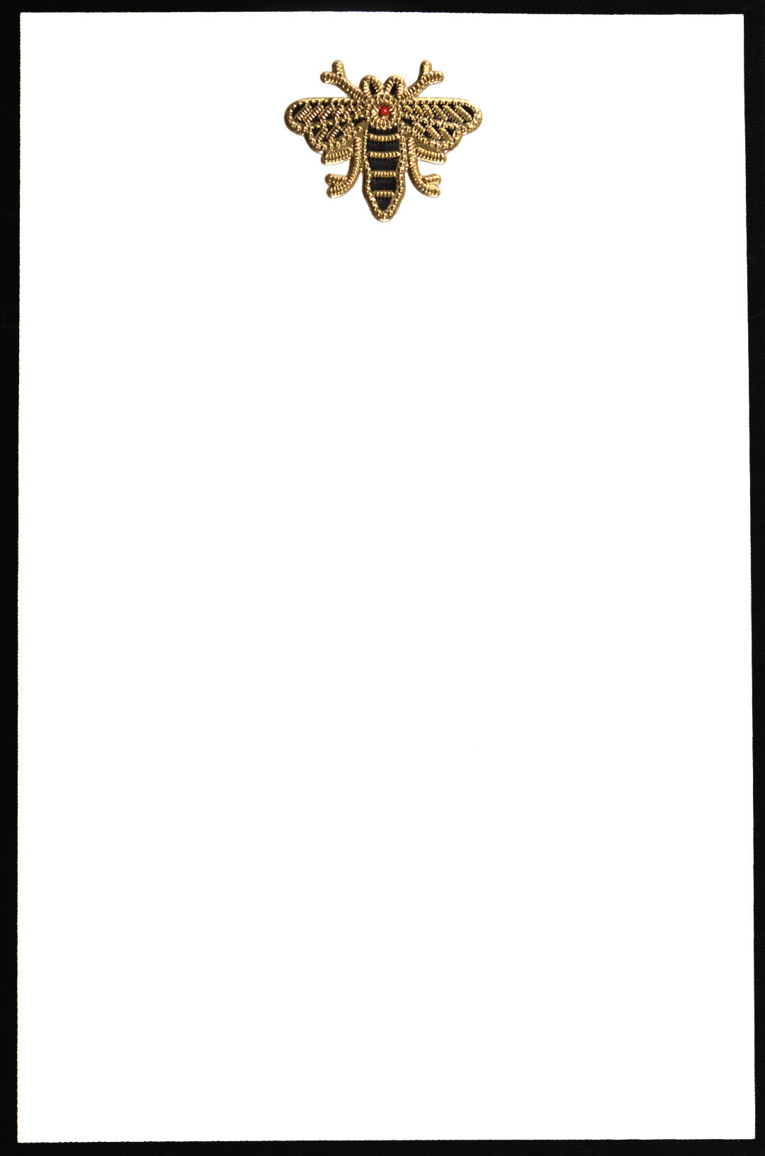 Producto Ready to wear/Listo para llevar - Hoja Media Carta (14 x 21 cm) Modelo ABEJA en bordado y serigrafía. Elaborado artesanalmente a mano. En papeles de alta calidad lisos o texturizados. Hecho a mano en México Paquete con 10 piezas.