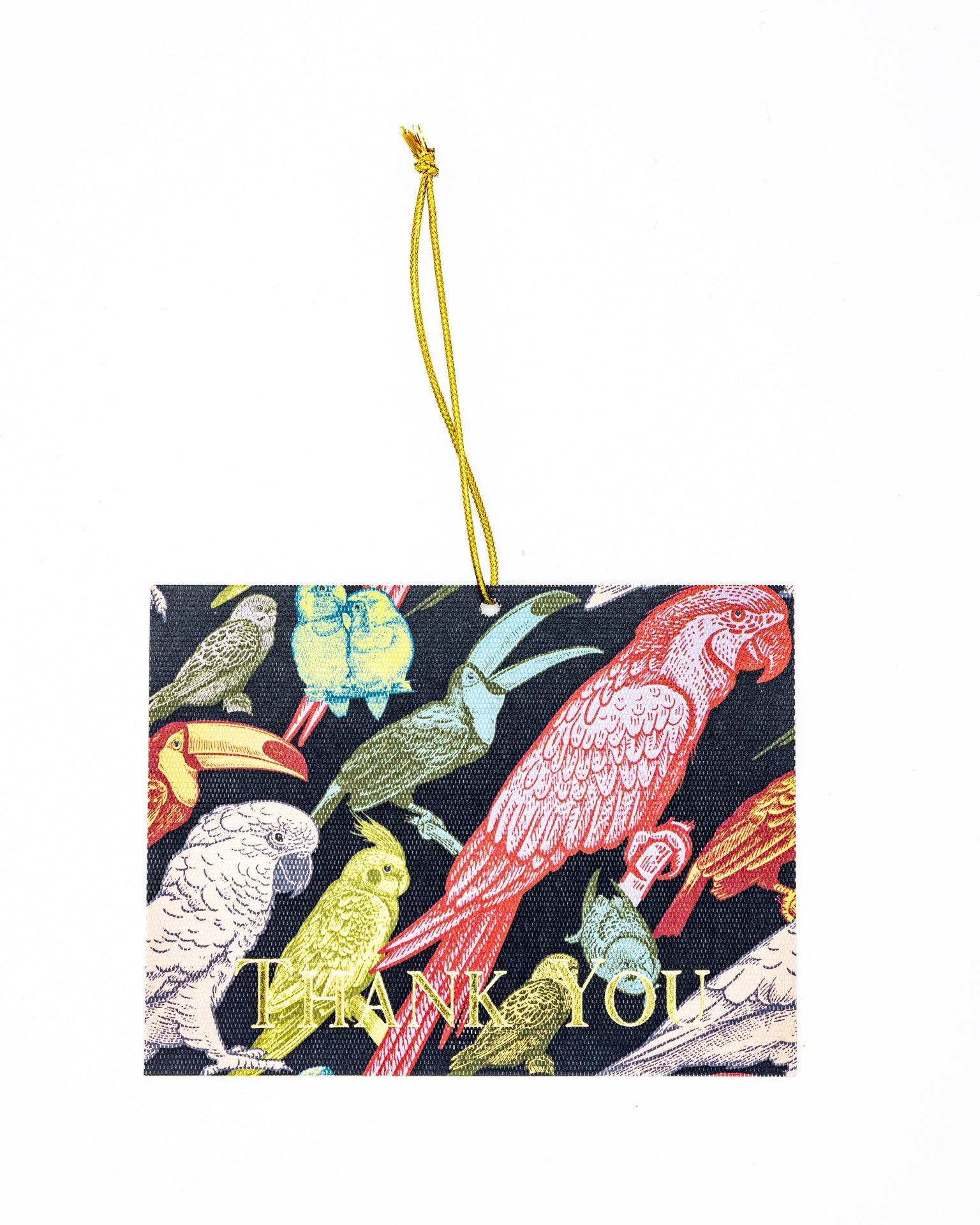 Producto Ready to wear/Listo para llevar - Tag (12 x 9 cm) Modelo Pájaros Mix (Thank You, Have a Nice Day) en Impresión digital. Refinado y terminado artesanalmente a mano, en papeles de alta calidad lisos o texturizados. Hecho a mano en México. Paquete con 10 piezas.