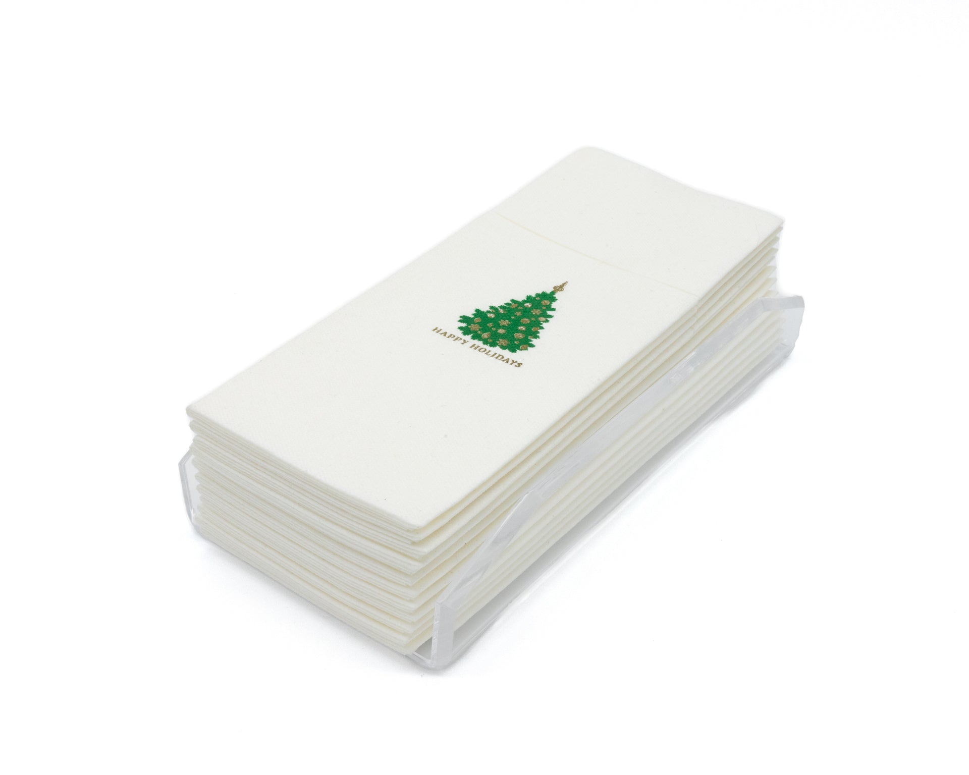 Producto Ready to wear/Listo para llevar - Charola con 12 servilletas porta cubiertos 20.5 x 8 cm Modelo SERVILLETA CUBIERTOS çRBOL NAVIDAD color Blanco