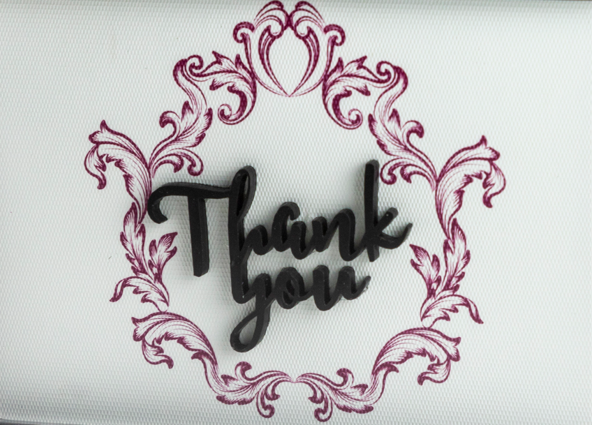 Caja Vidrio Tarjetas Thank You Corona Relieve