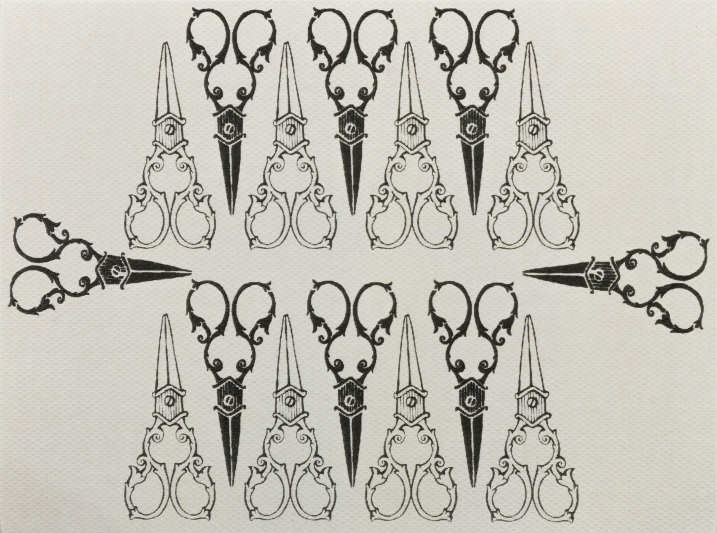 Producto Ready to wear/Listo para llevar - Tarjeta Mediana Doble (12 x 9 cm) Modelo TIJERAS en Impresión Digital. Plecado y refinado artesanalmente a mano. En papeles de alta calidad lisos o texturizados. Hecho a mano en México Paquete con 10 piezas.