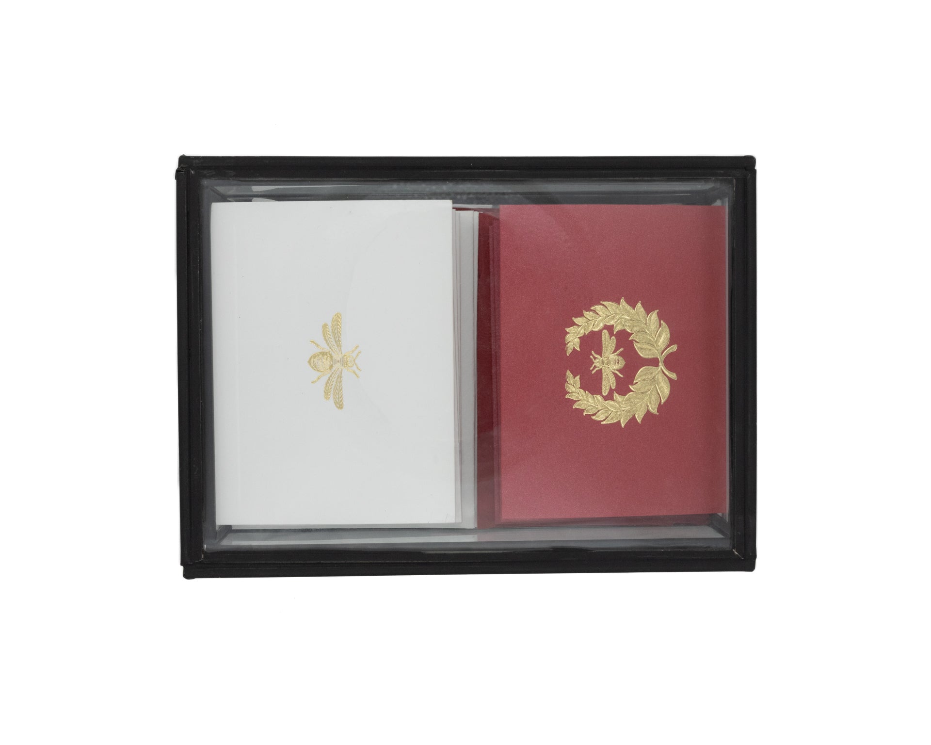 Caja Vidrio Chica Abejas Tarjetas y Sobres