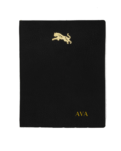 TIGER - Black Gold Engraving / 18 x 22 cm / Smooth white inner pages with hand-painted edges in gold or silver