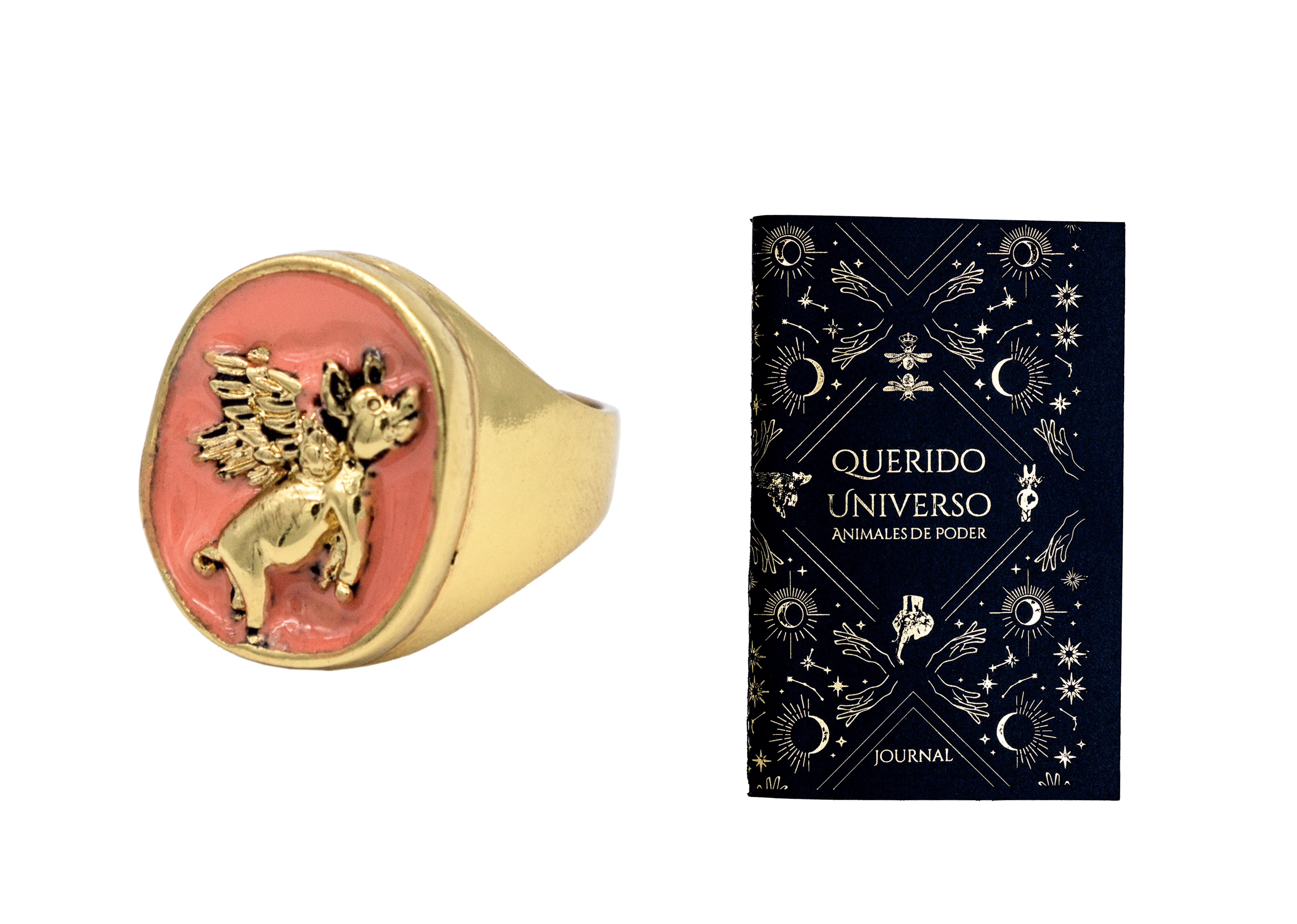 Anillo Cerdito Alas Coral | J: Animales de Poder | Scribanus