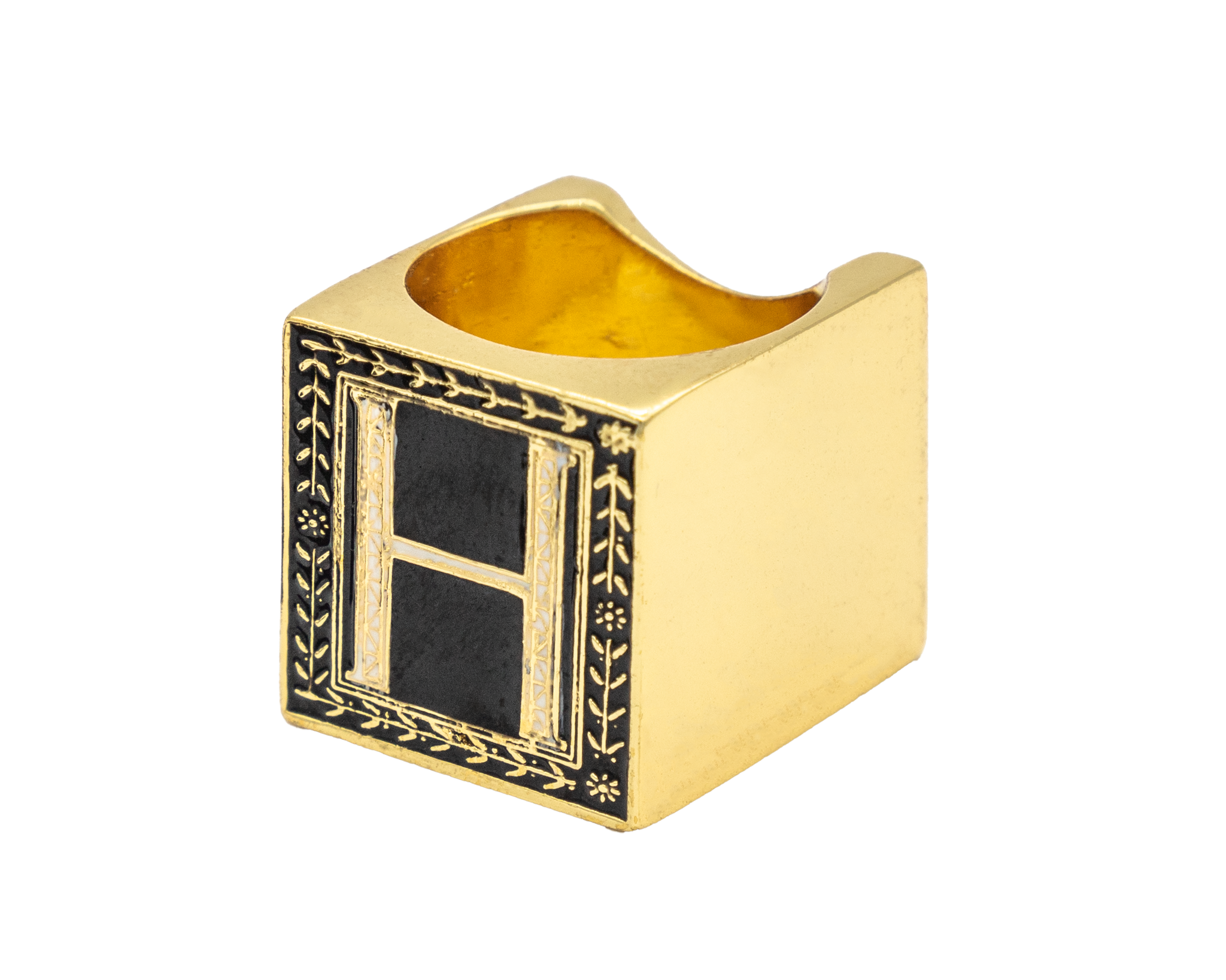 Anillo Cubo Letra H