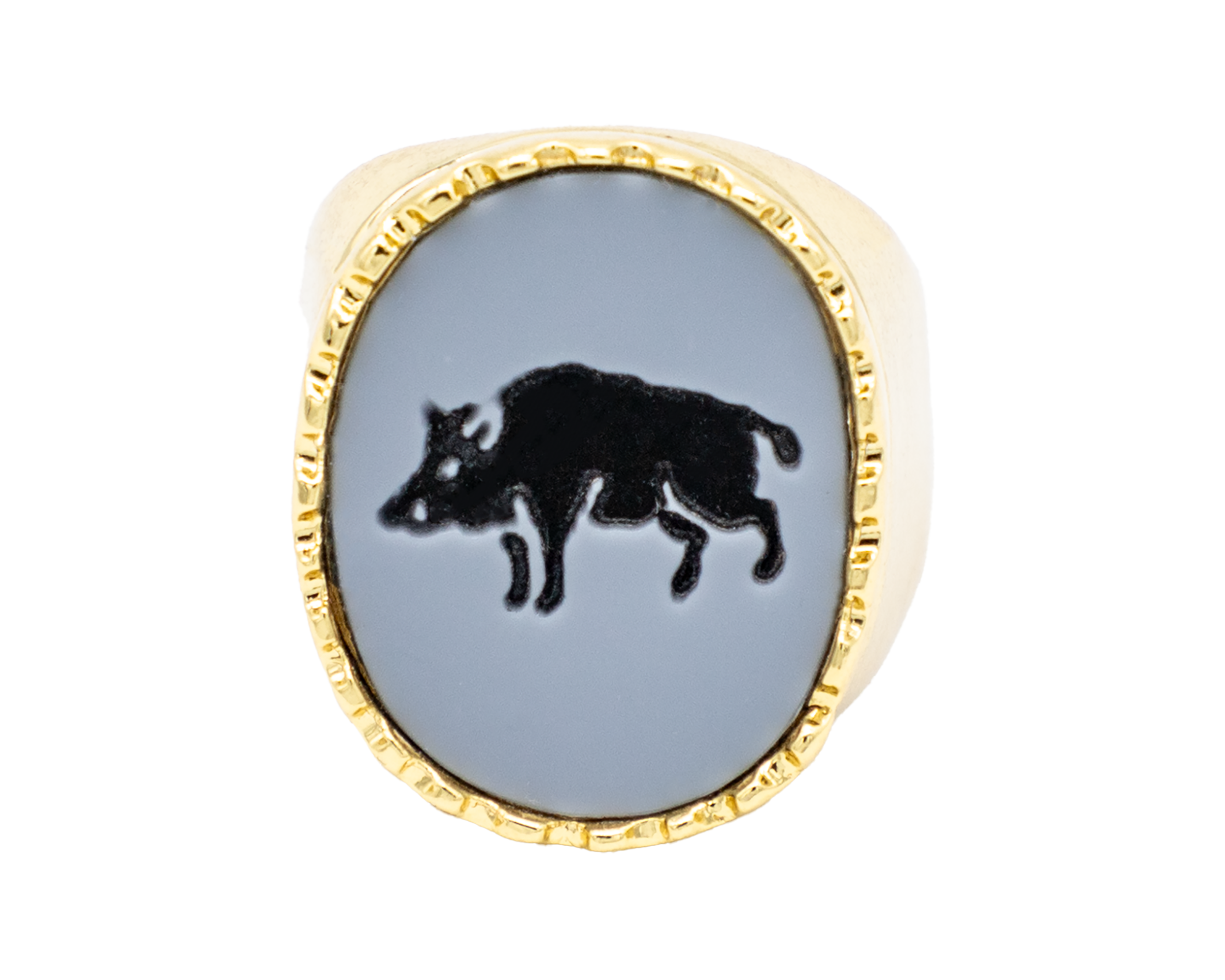 Wild boar intaglio ring