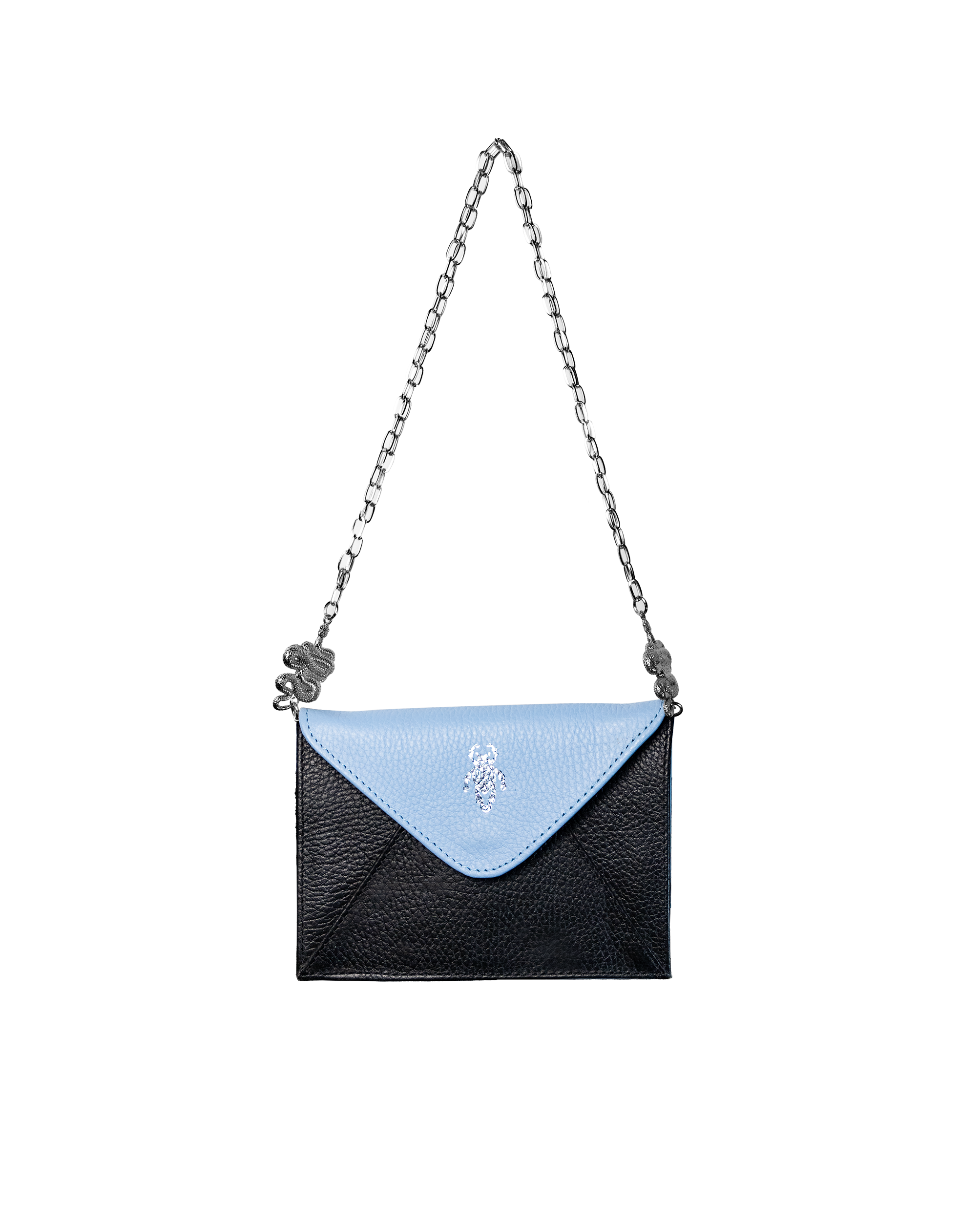 Bicolor Blue/Black Beetle Engraved Bag