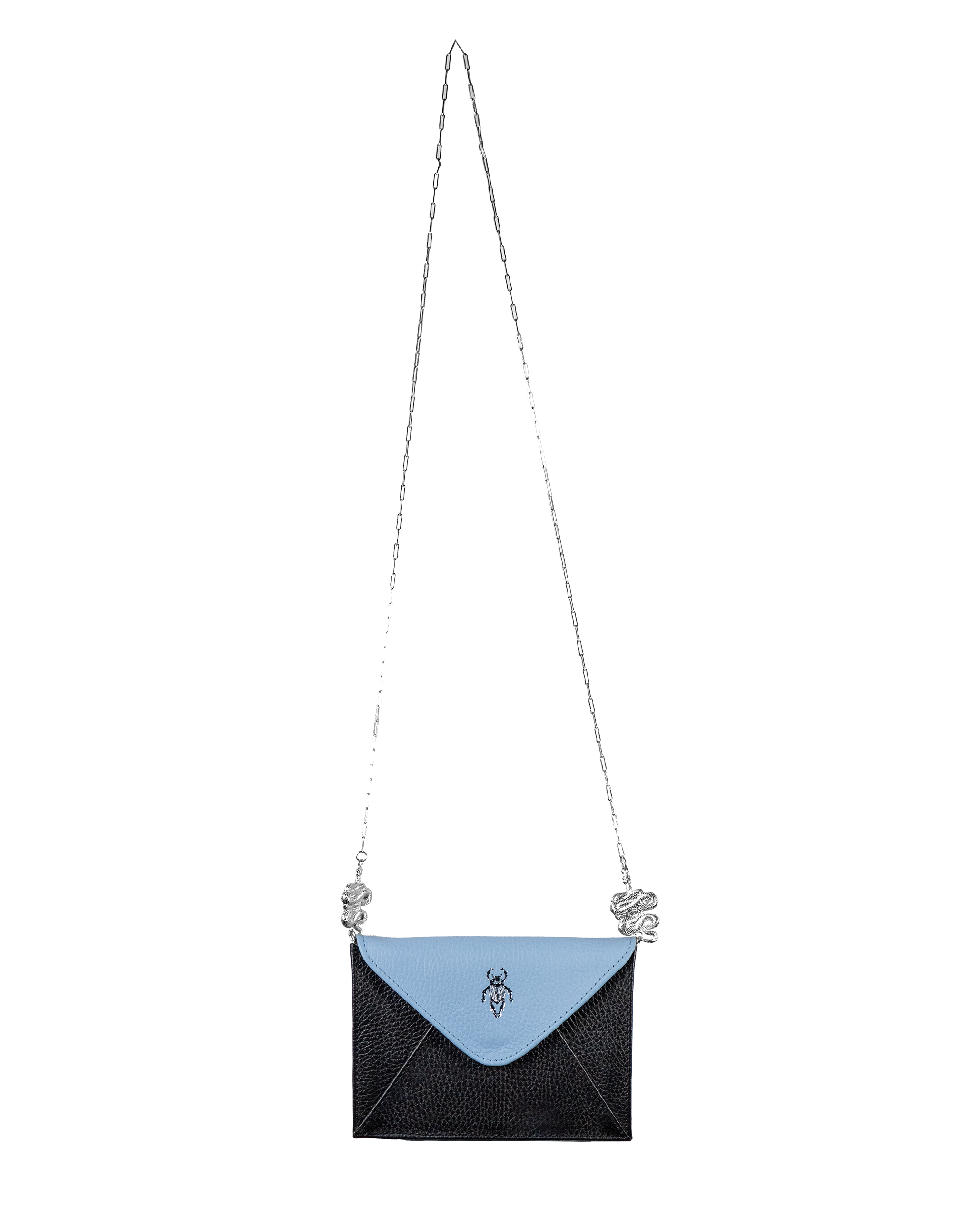 Bicolor Blue/Black Beetle Engraved Bag