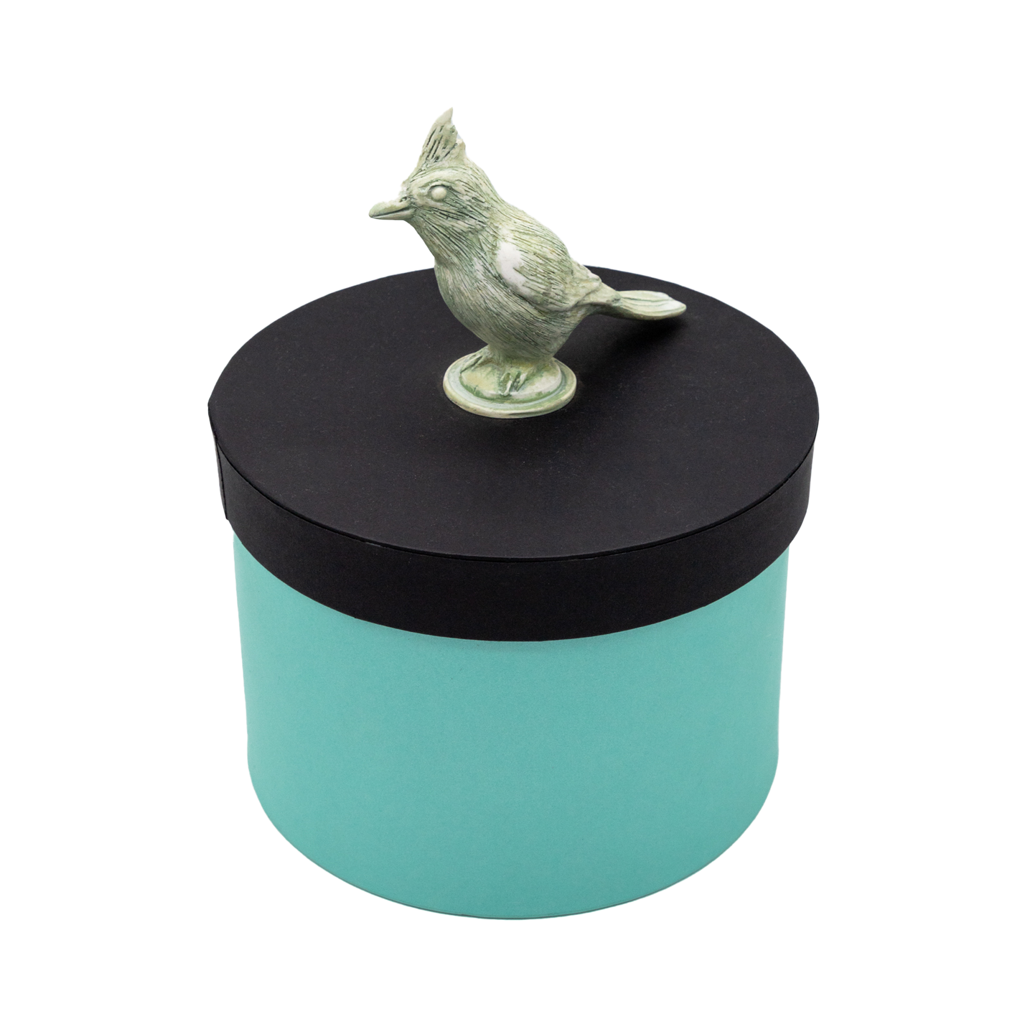 Caja Pájaro Bicolor Menta/Negro | CT: Cajas Circulares Adorno | Scribanus