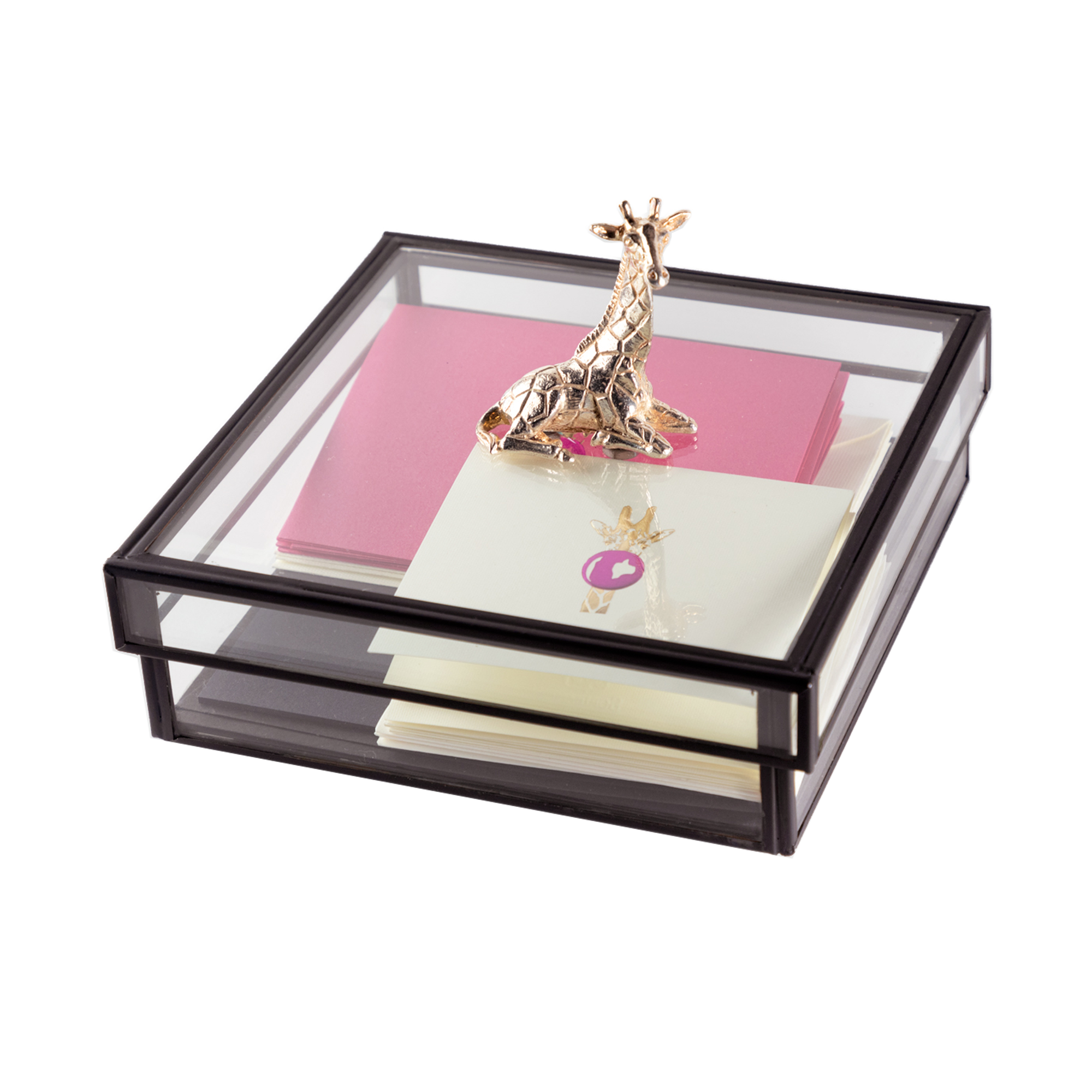 Caja Vidrio Adorno Jirafa Tarjetas y Sobres | CT: Cajas Vidrio | Scribanus