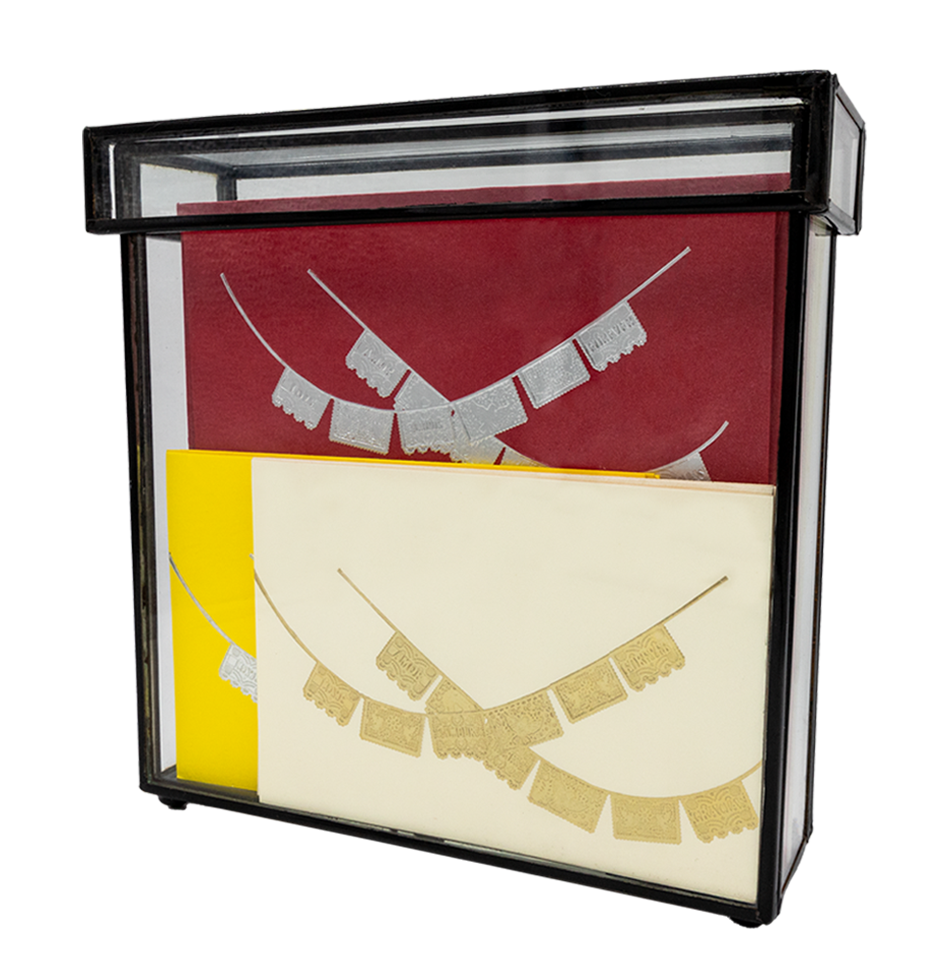 Caja Vidrio Alta Papel Picado Tarjetas y Sobres | CT: Cajas Vidrio | Scribanus