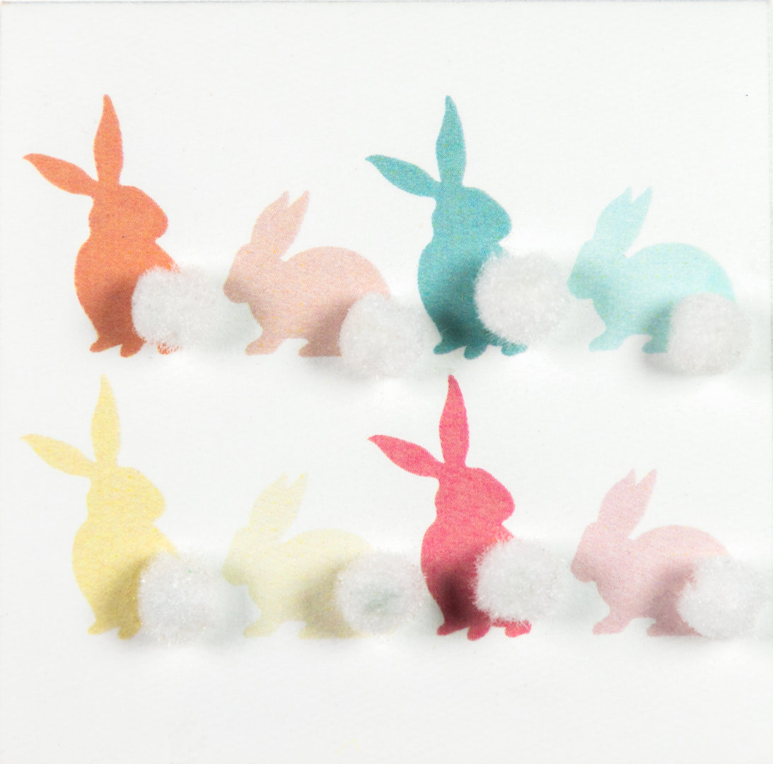 Tarjeta Conejos Colitas Mini Doble - Personalizable