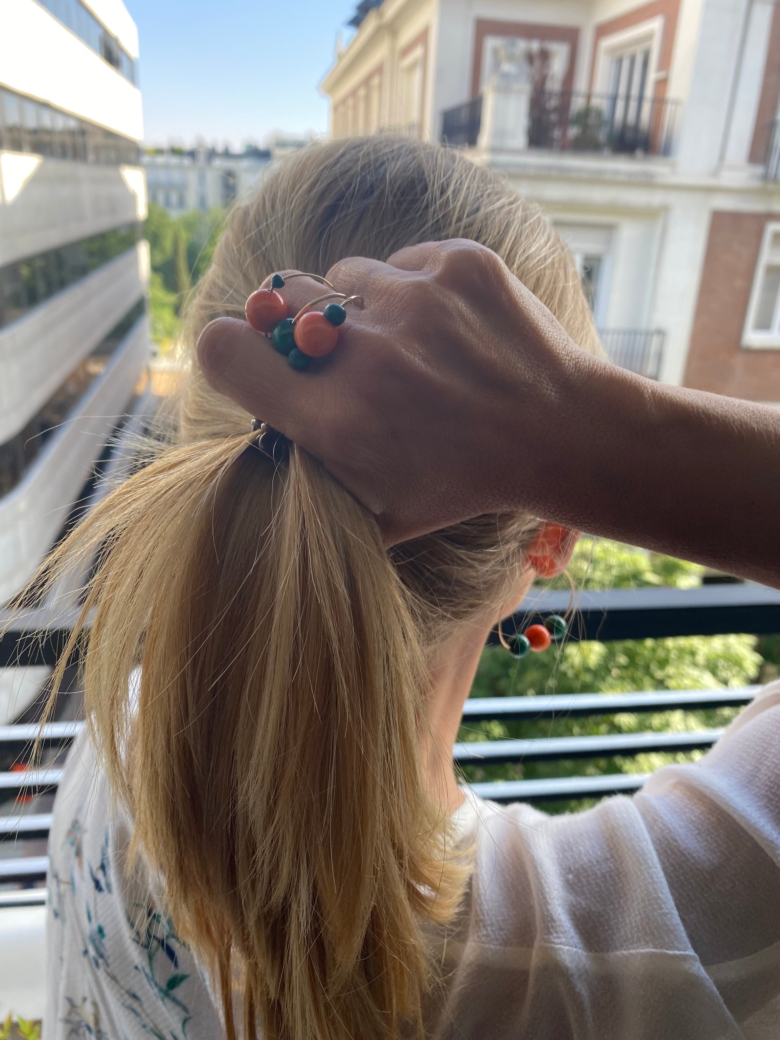 Lapides Coral Ring with Malachites