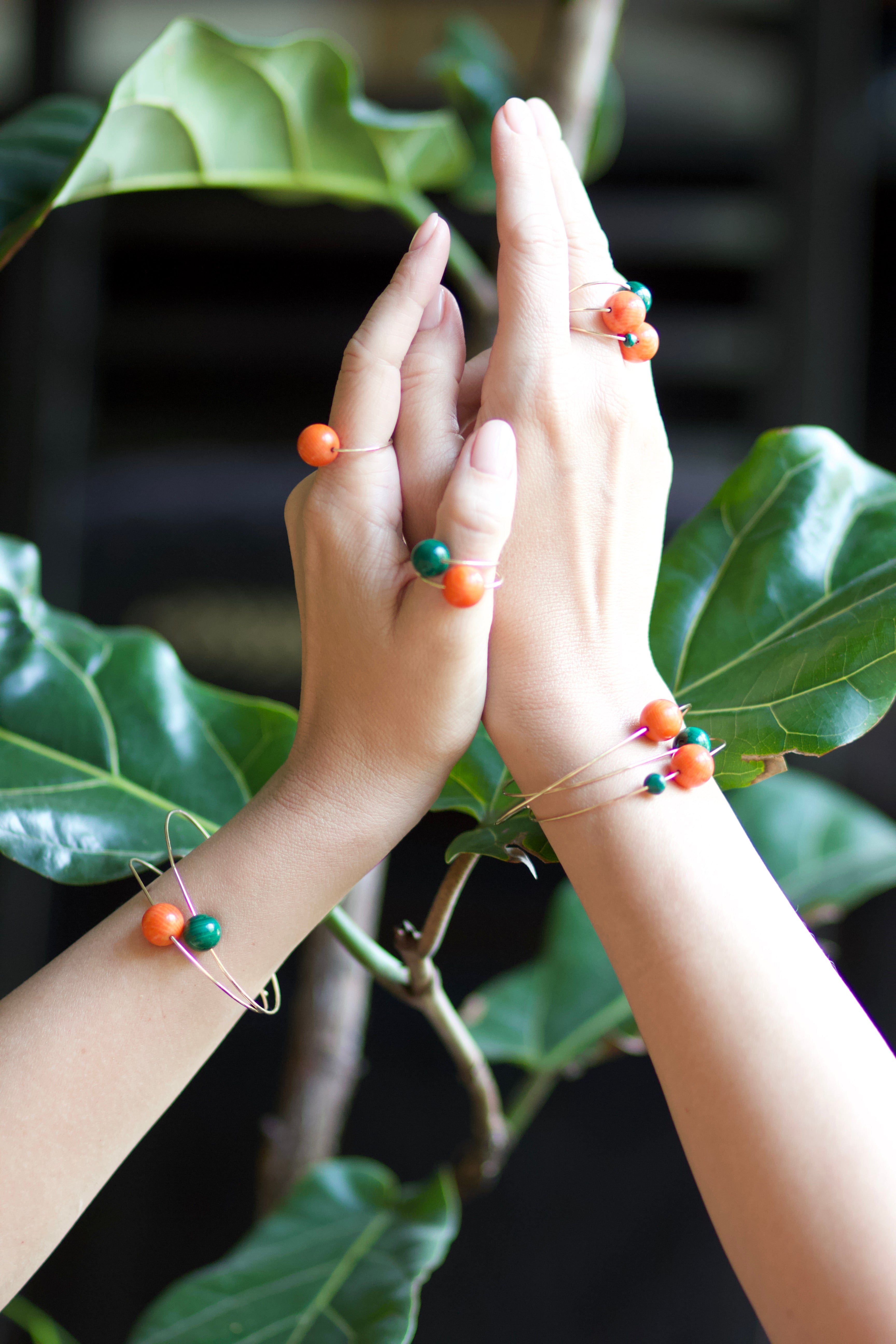 Lapides Pulsera Coral y Malaquitas | J: Crystallis Lapides | Scribanus