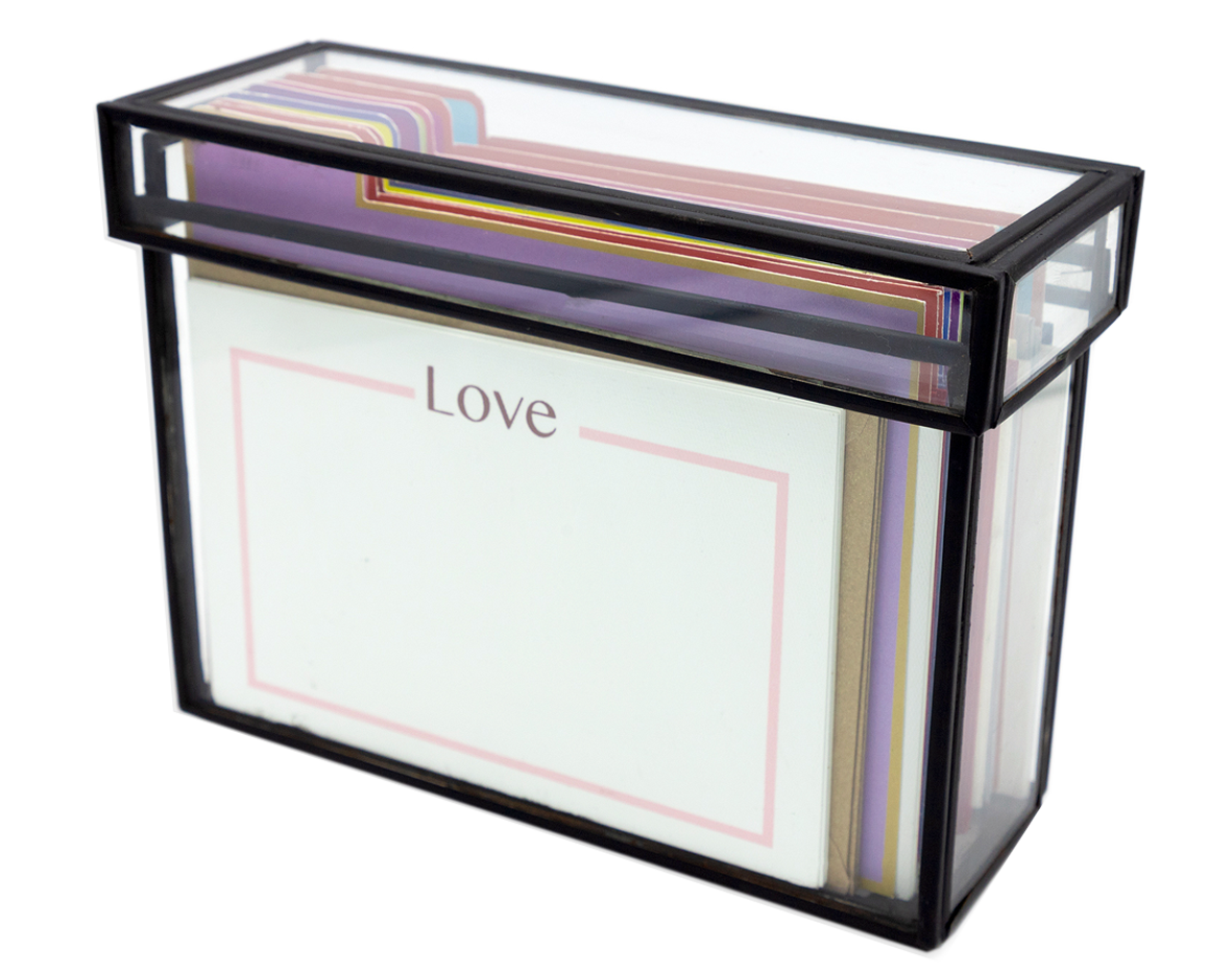 Caja Vidrio  Love Box con Tarjetas y Sobres